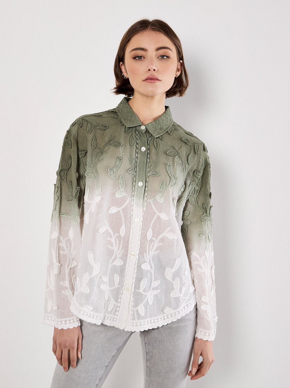 Apricot Bluse Damen Baumwolle grün, 38-40