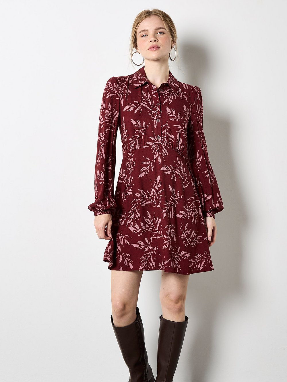 Thumbnail - Apricot Minikleid Damen Viskose rot gemustert, 38