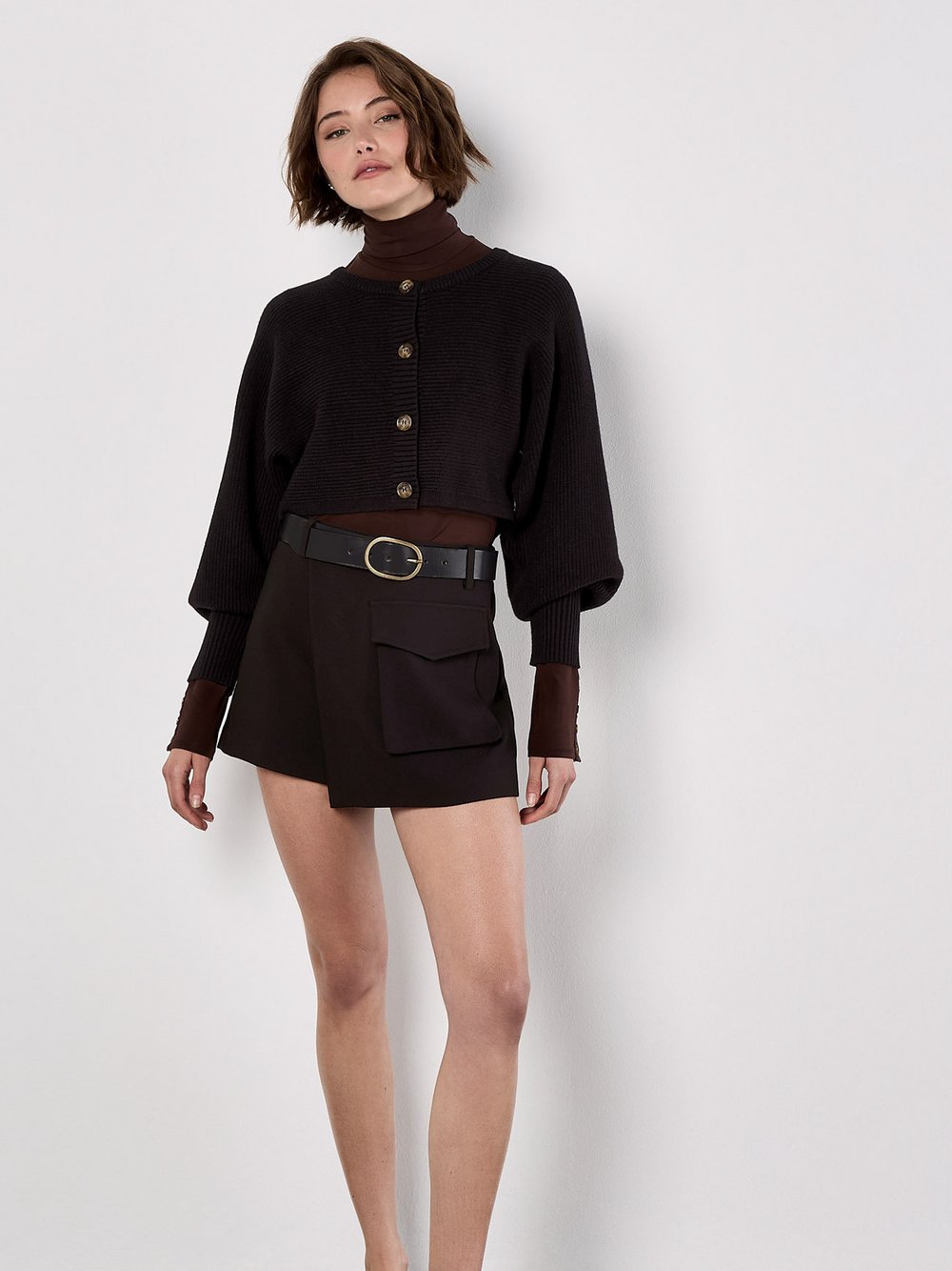Apricot Strickjacke Damen Viskose schwarz, 38