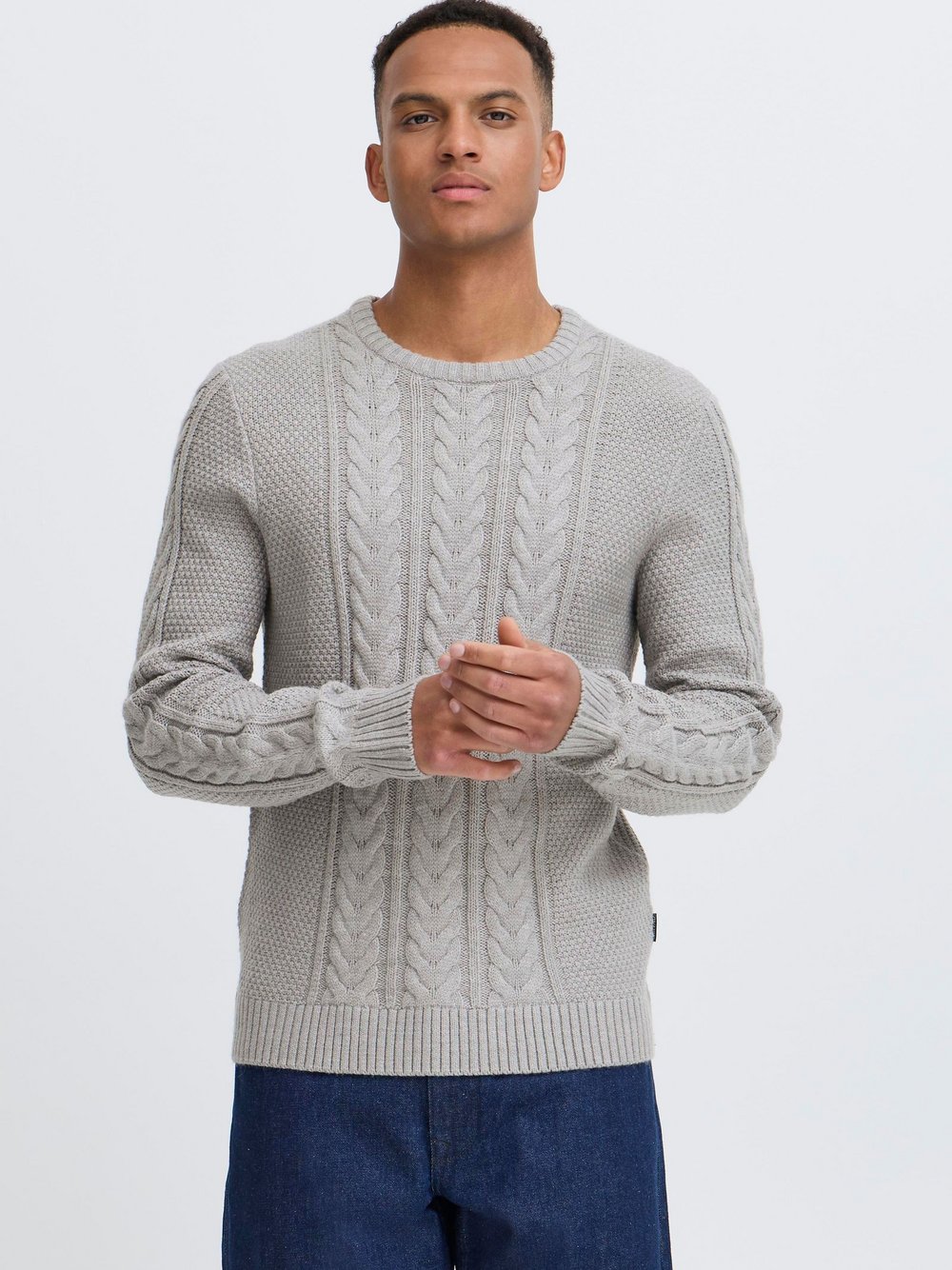BLEND Strickpullover Herren Textil grau strukturiert, XL