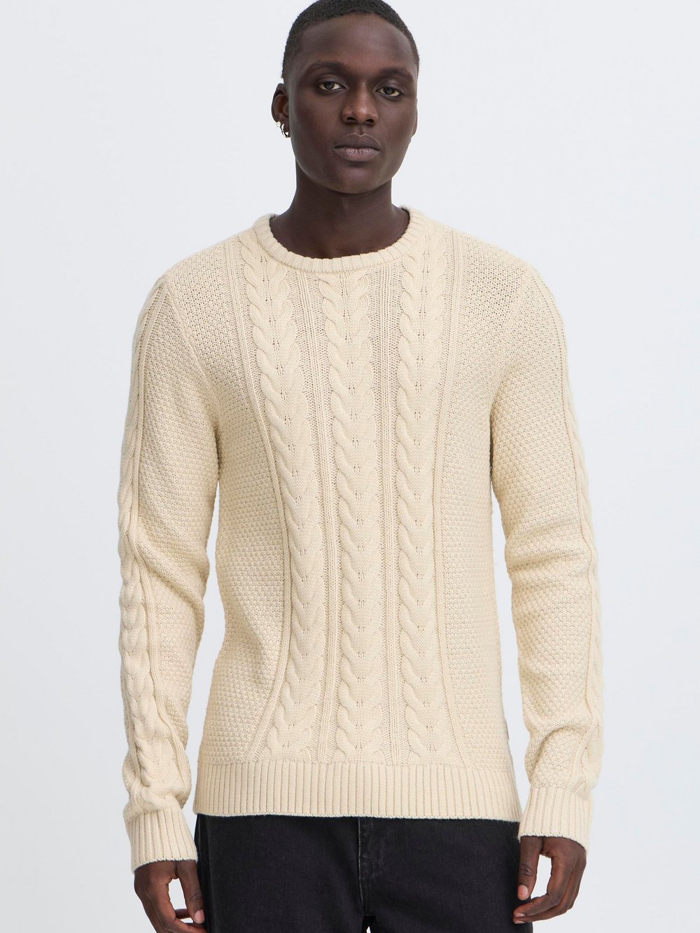 BLEND Strickpullover Herren Textil beige strukturiert, L