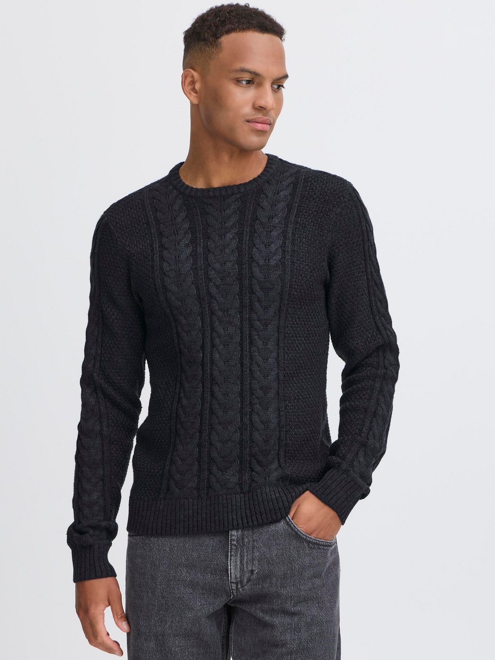 BLEND Strickpullover Herren Textil schwarz strukturiert, XXL