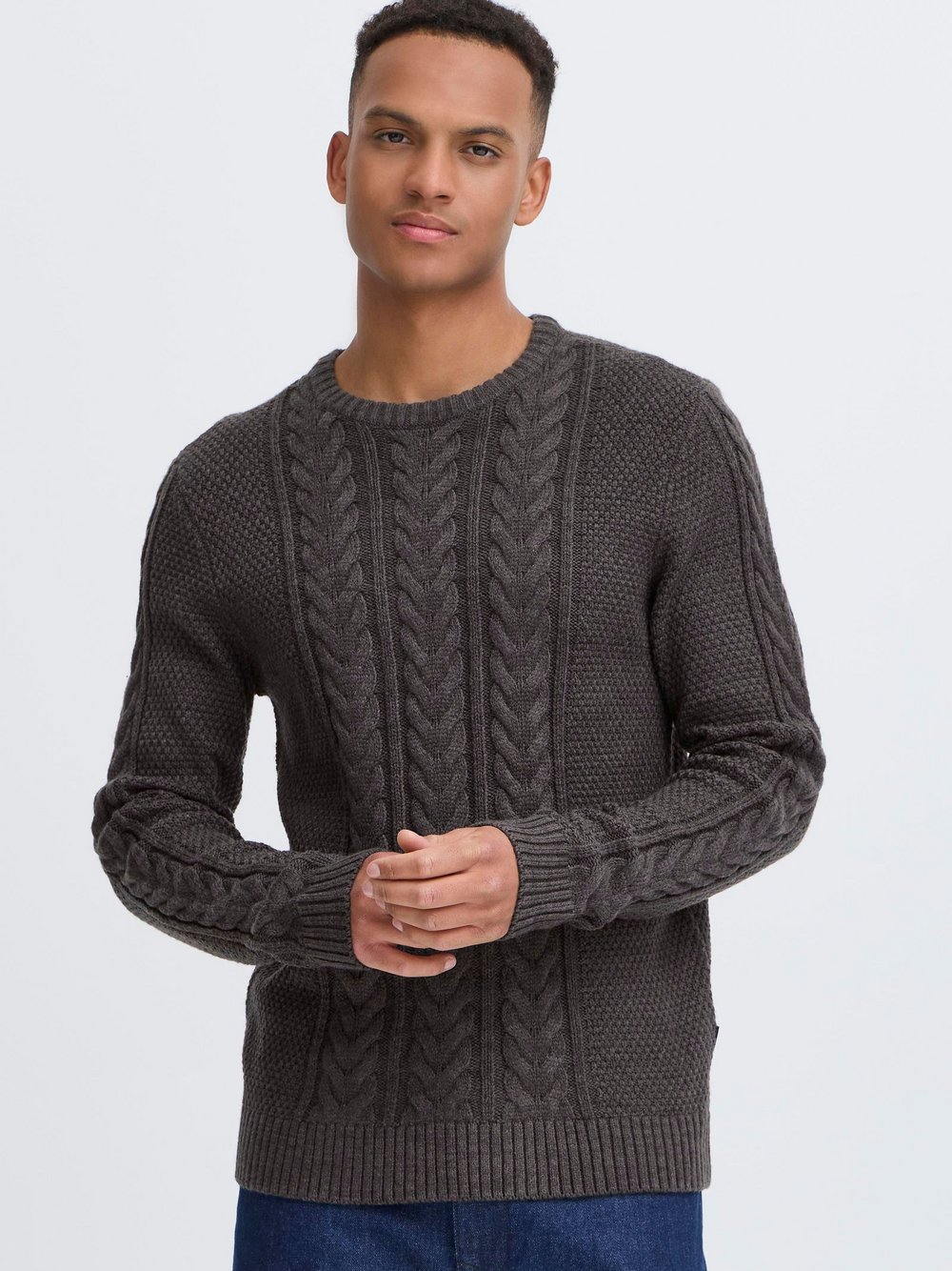 Thumbnail - BLEND Strickpullover Herren Textil grau strukturiert, L