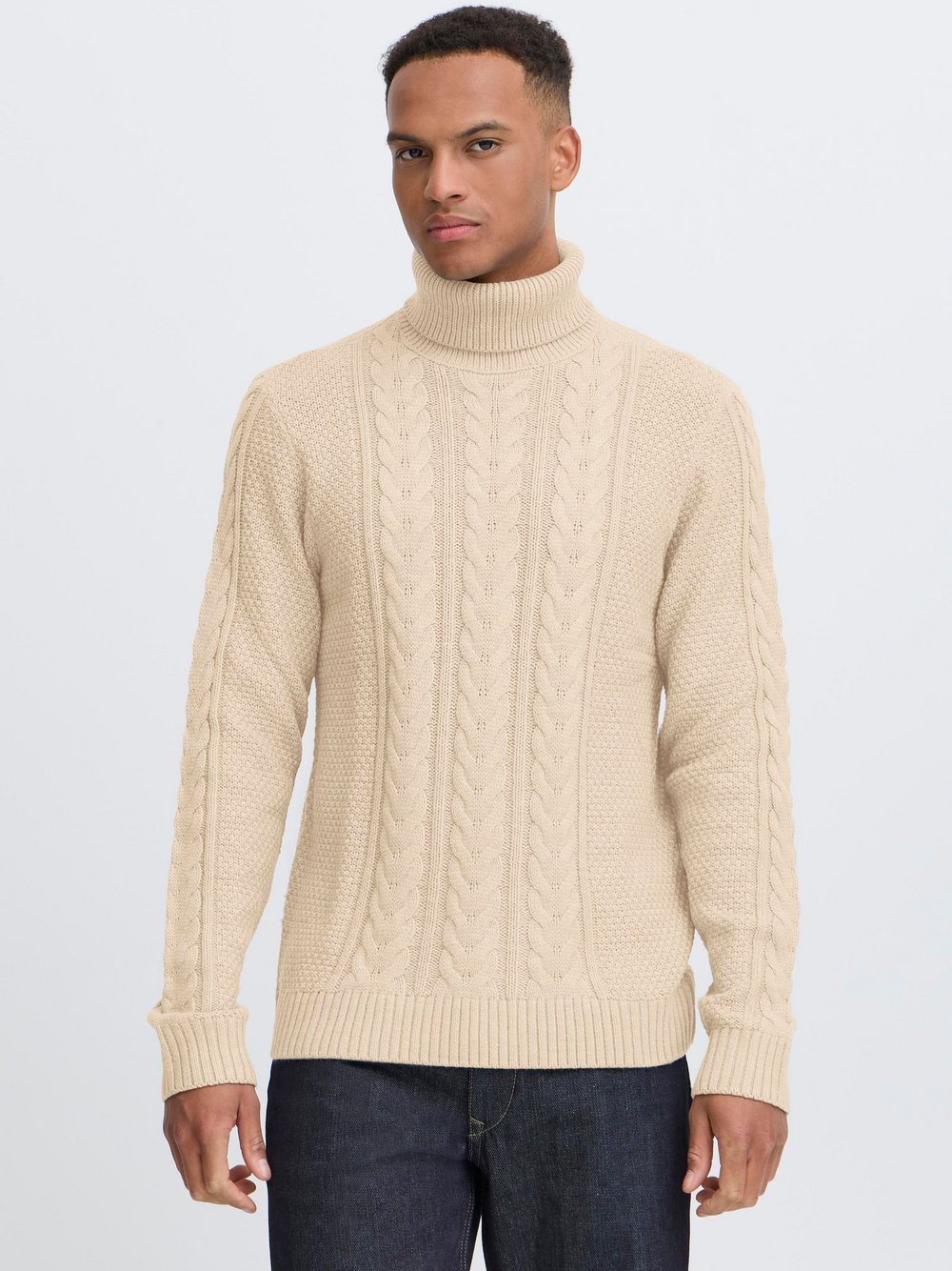 Thumbnail - BLEND Rollkragenpullover Herren Textil beige strukturiert, M
