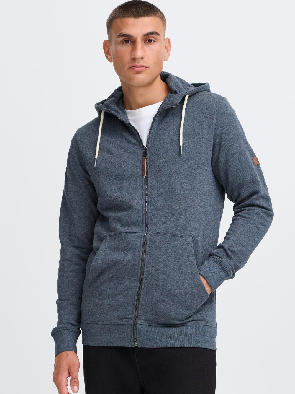 Solid Kapuzenfleecejacke Herren blau, XXXL