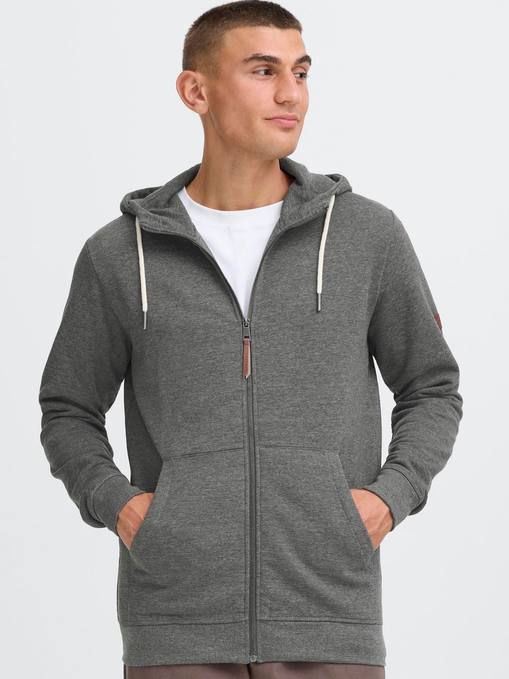 Thumbnail - Solid Kapuzenfleecejacke Herren grau, S