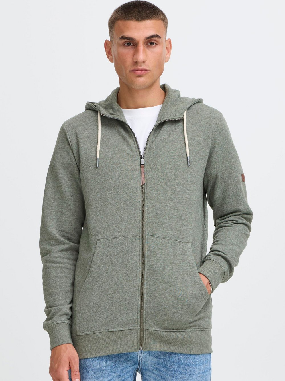 Solid Kapuzenfleecejacke Herren grün, XL