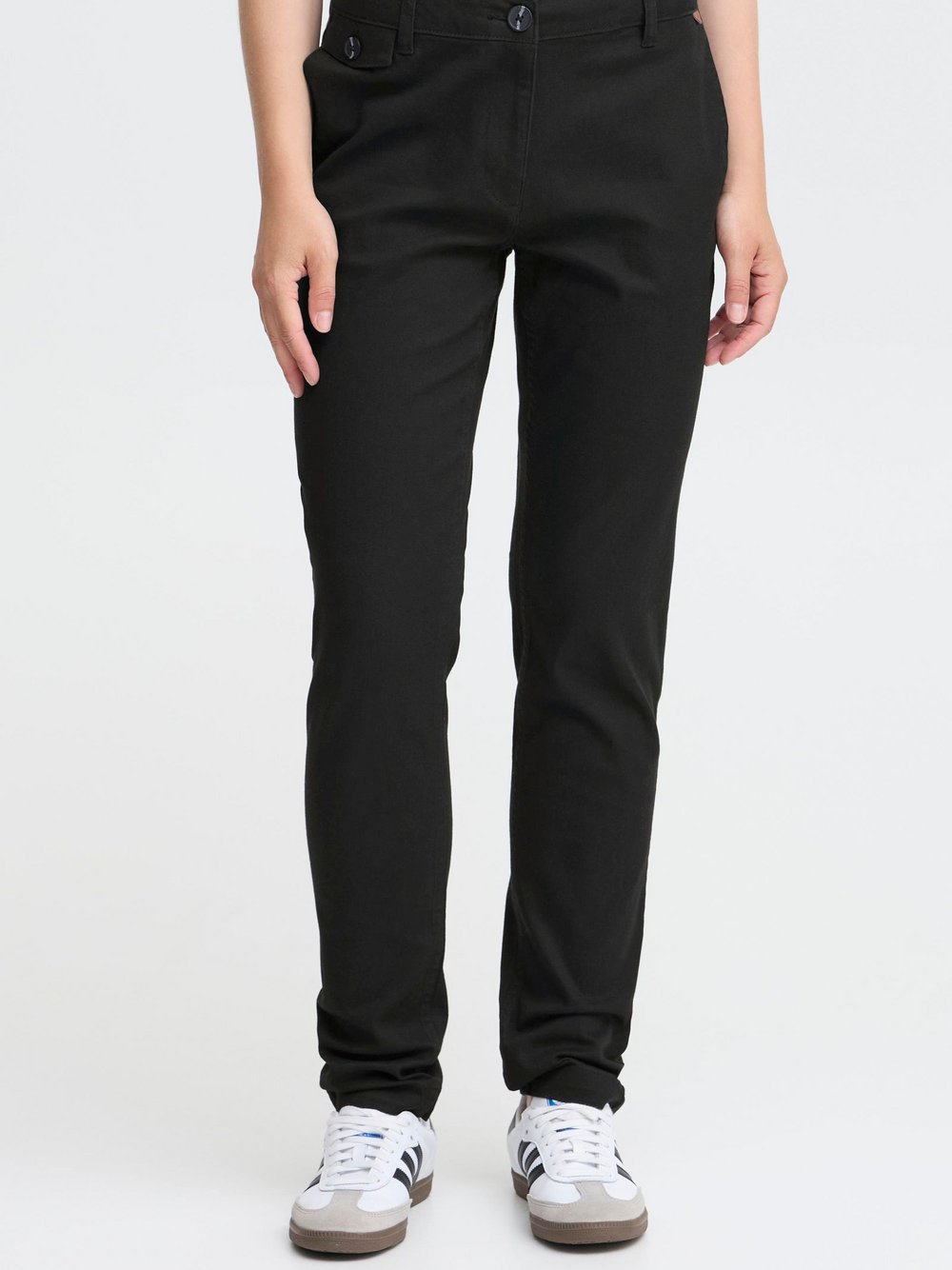 Thumbnail - OXMO Chinohose Damen Baumwolle schwarz, 34-30