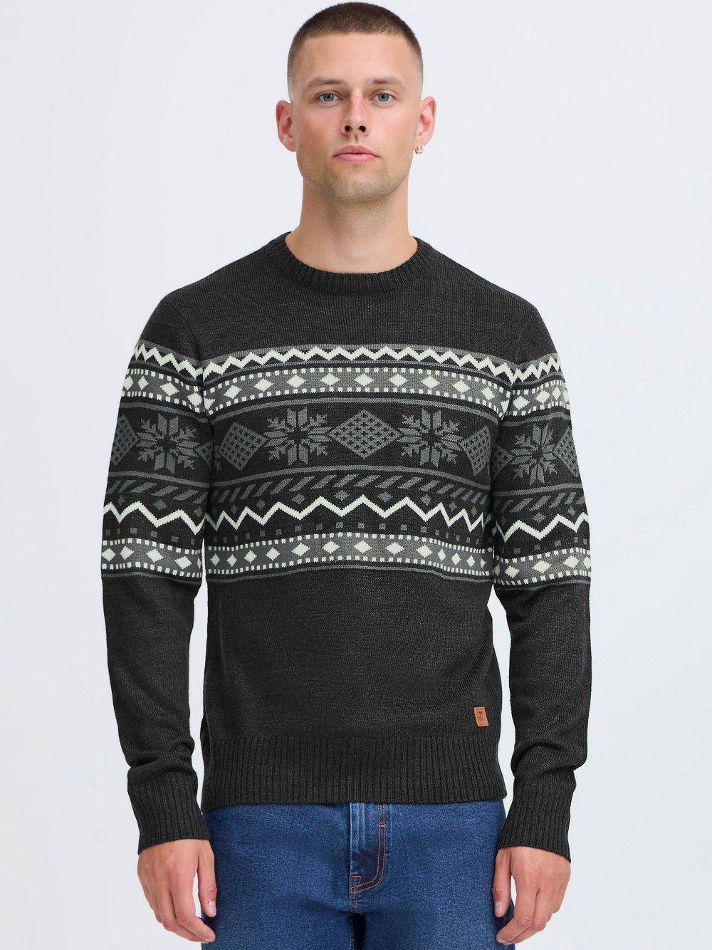 BLEND Strickpullover Herren schwarz gemustert, M