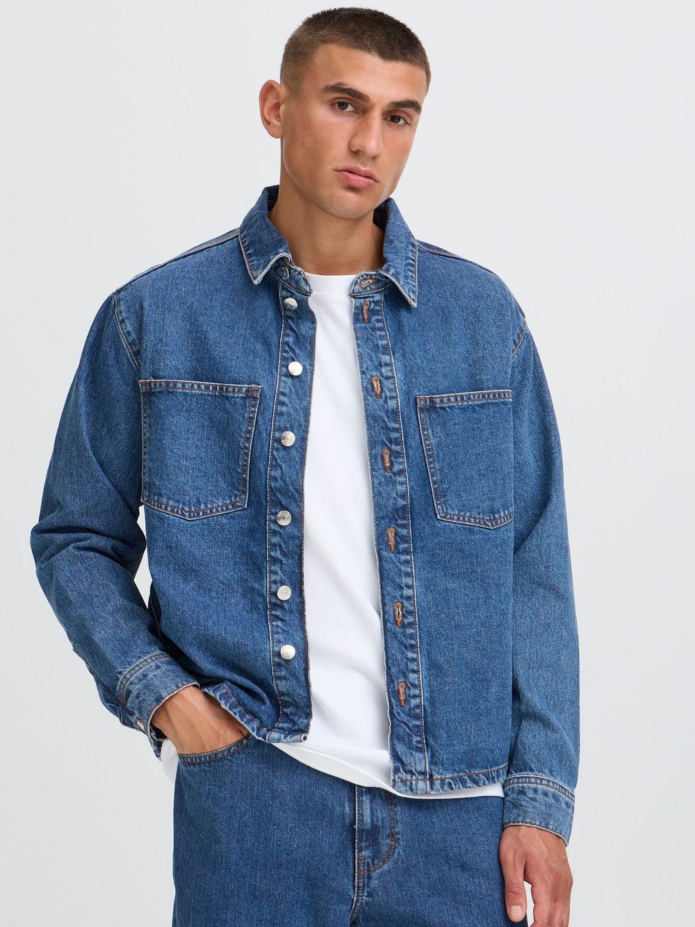 Solid Jeansjacke Herren Baumwolle blau, XL