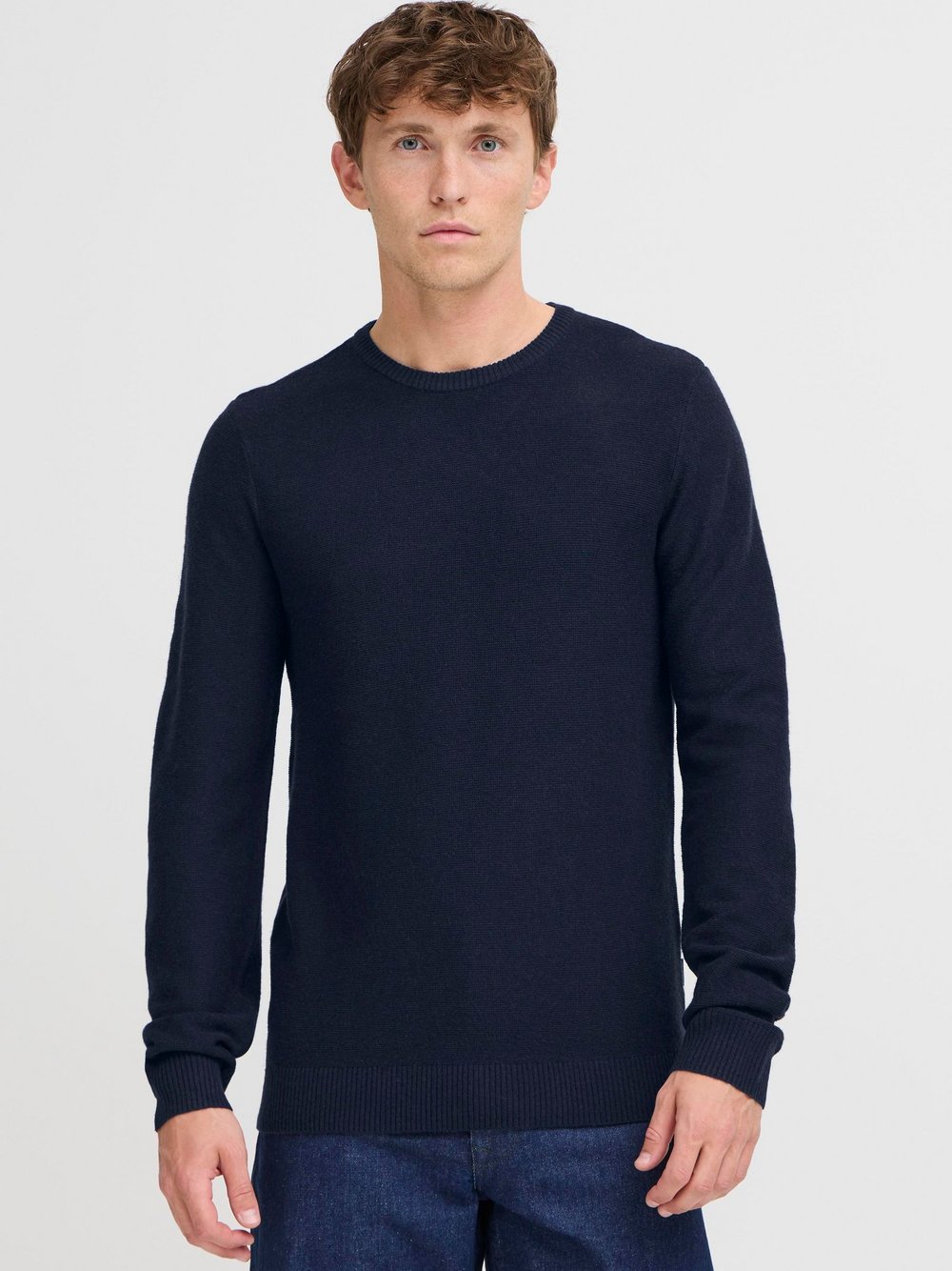 BLEND Strickpullover Herren blau meliert, M