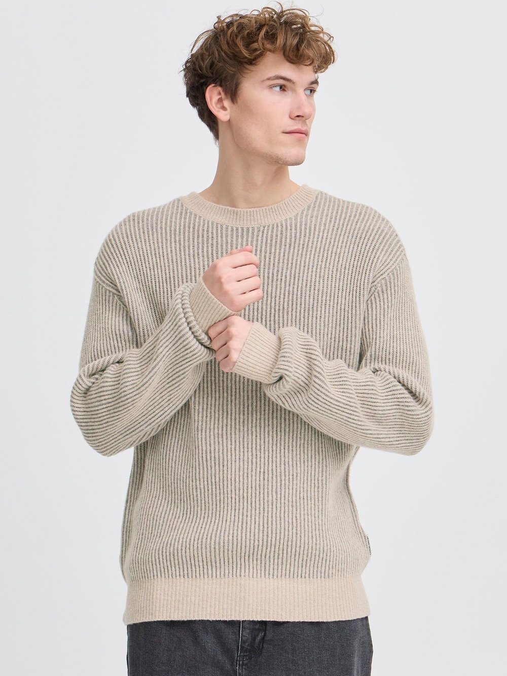 CASUAL FRIDAY Strickpullover Herren Textil beige strukturiert, XXXL