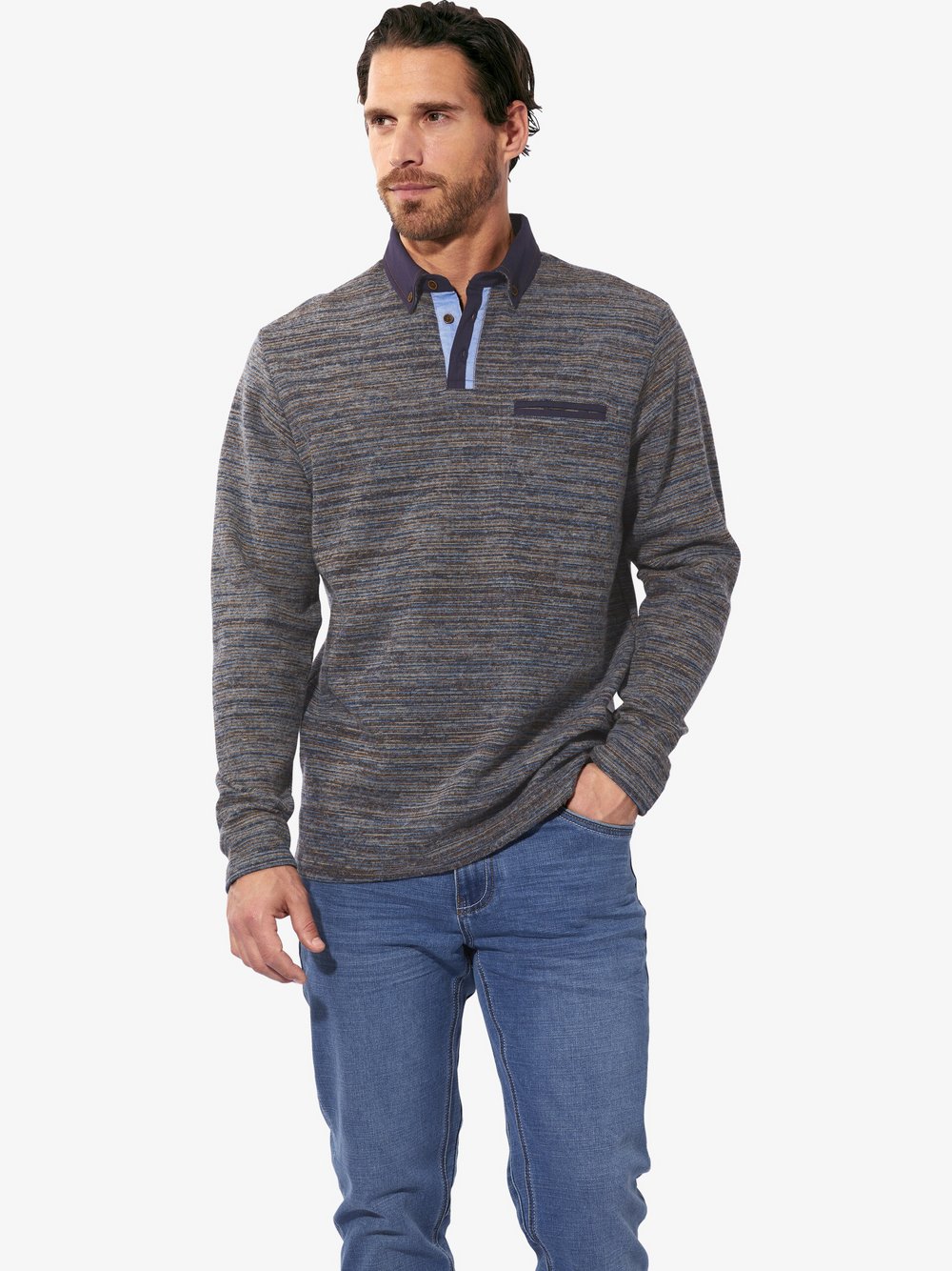 Thumbnail - BABISTA Sweatshirt Herren Baumwolle blau gemustert, S