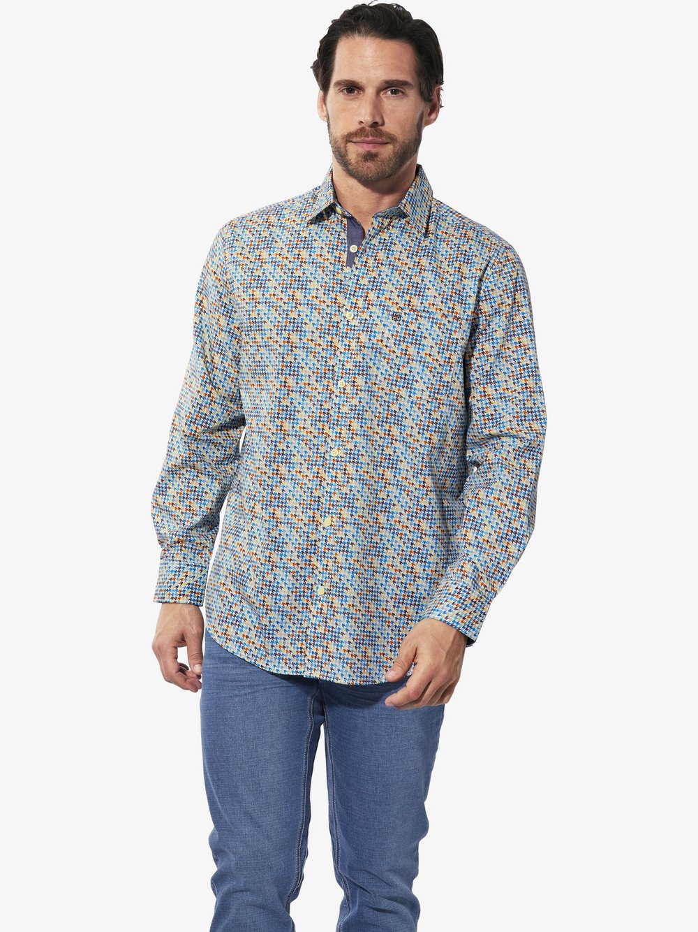 BABISTA Hemd Herren Regular Fit Baumwolle blau bedruckt, M