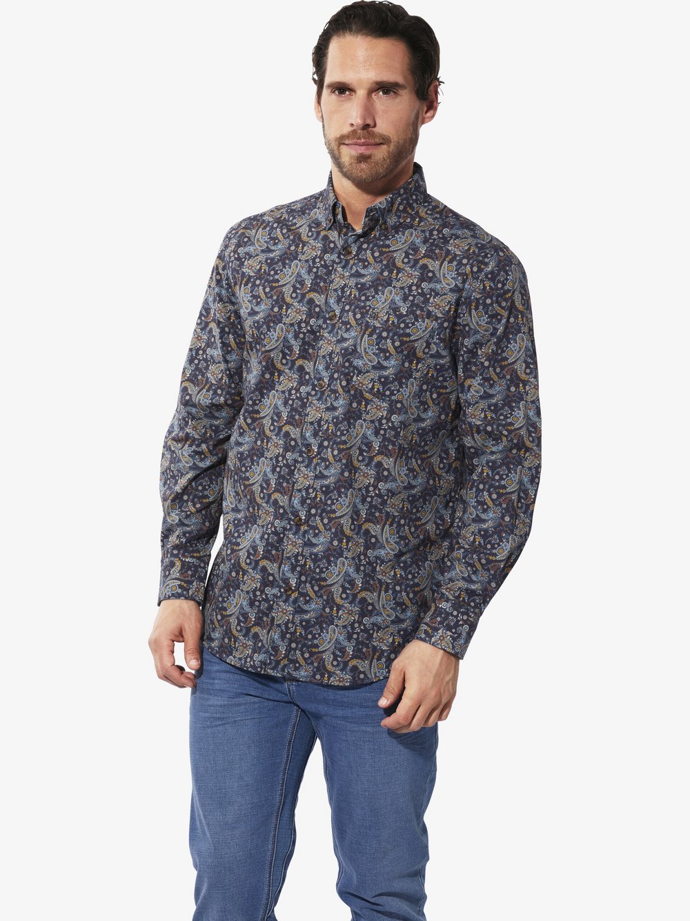 BABISTA Hemd Herren Regular Fit Baumwolle blau gemustert, L