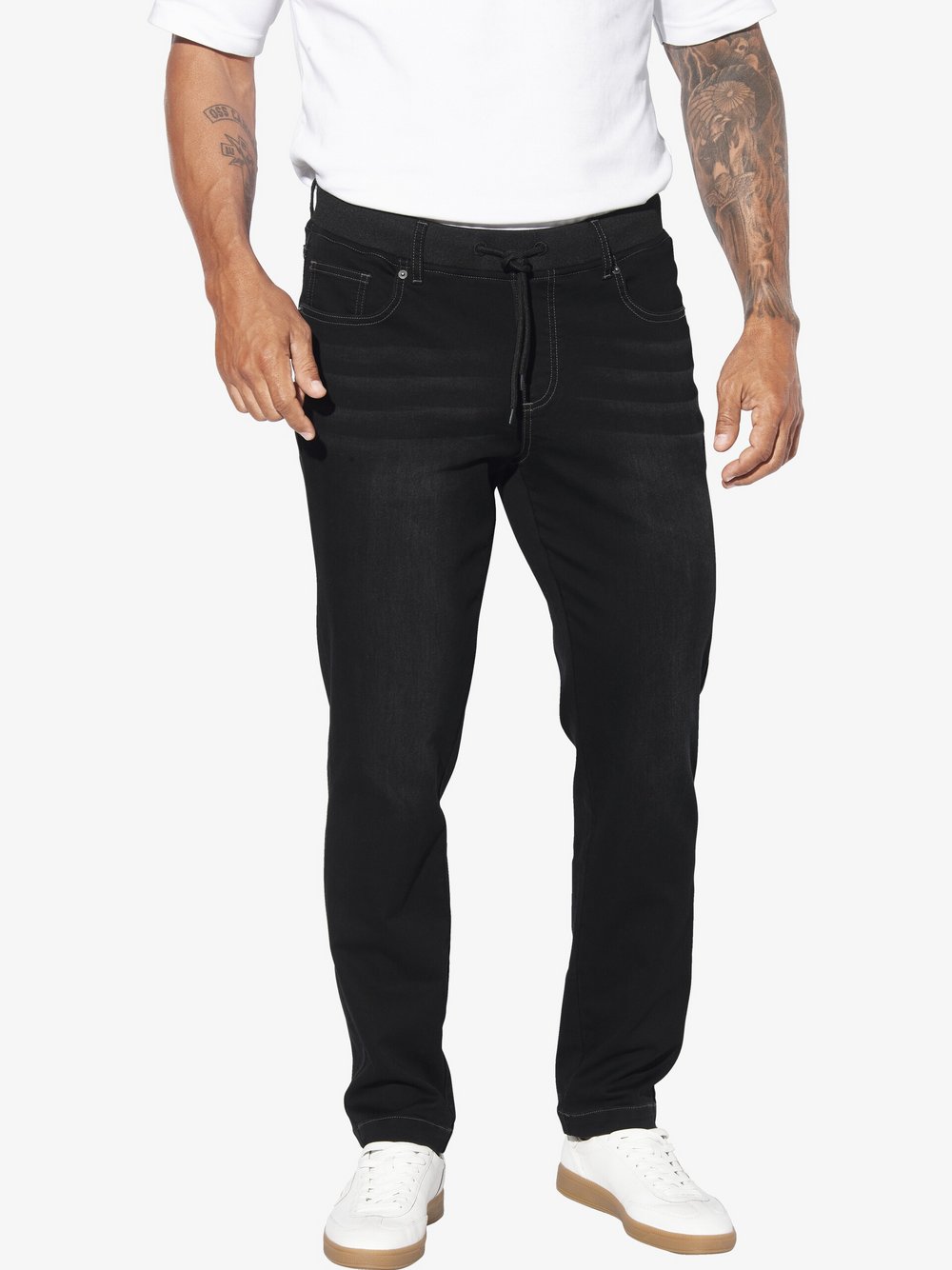 Thumbnail - Jan Vanderstorm Schlupfjeans Herren Baumwolle schwarz, 58-34