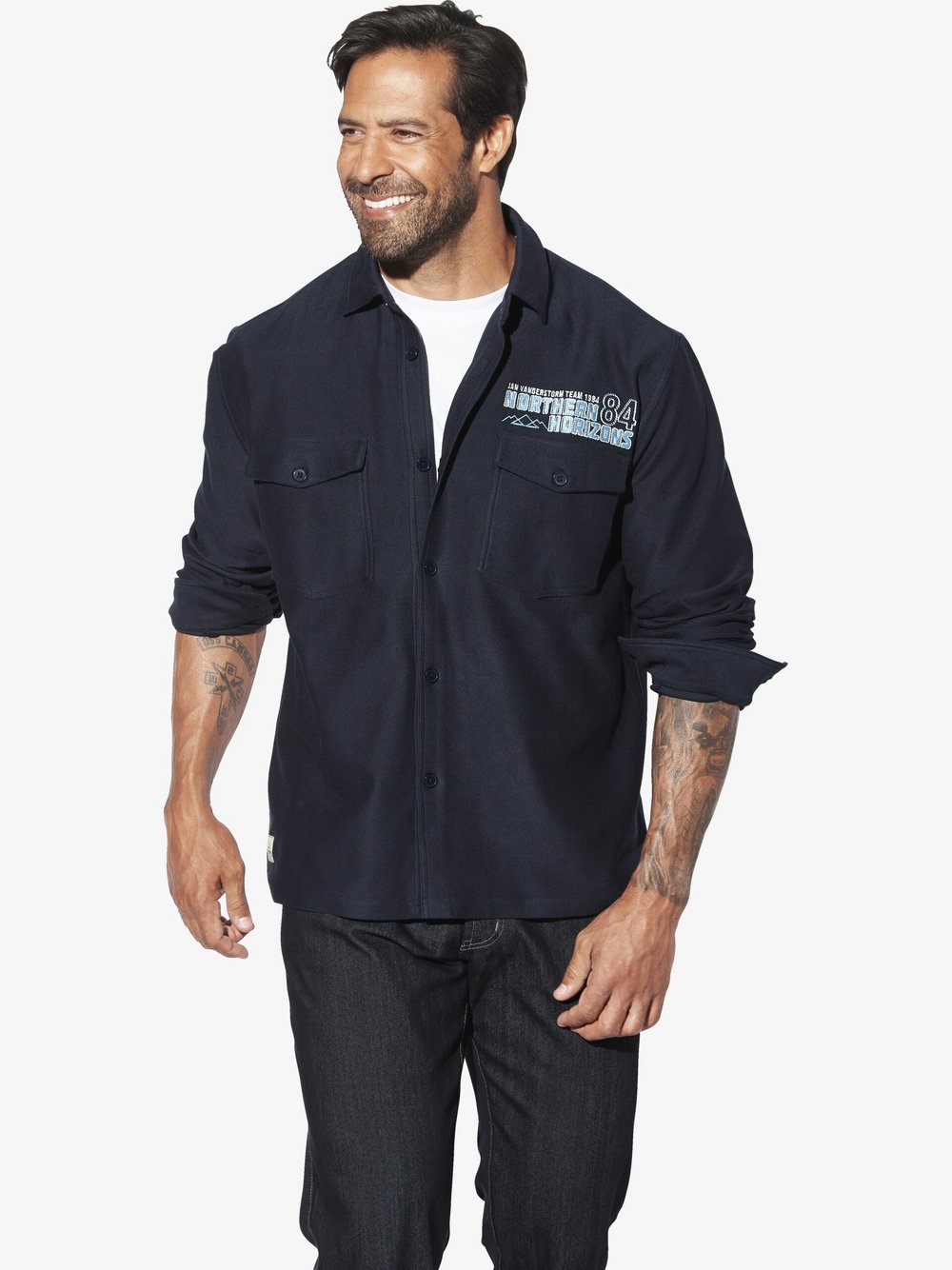 Thumbnail - Jan Vanderstorm Outdoorhemd Herren Comfort Fit Baumwolle blau, XXL