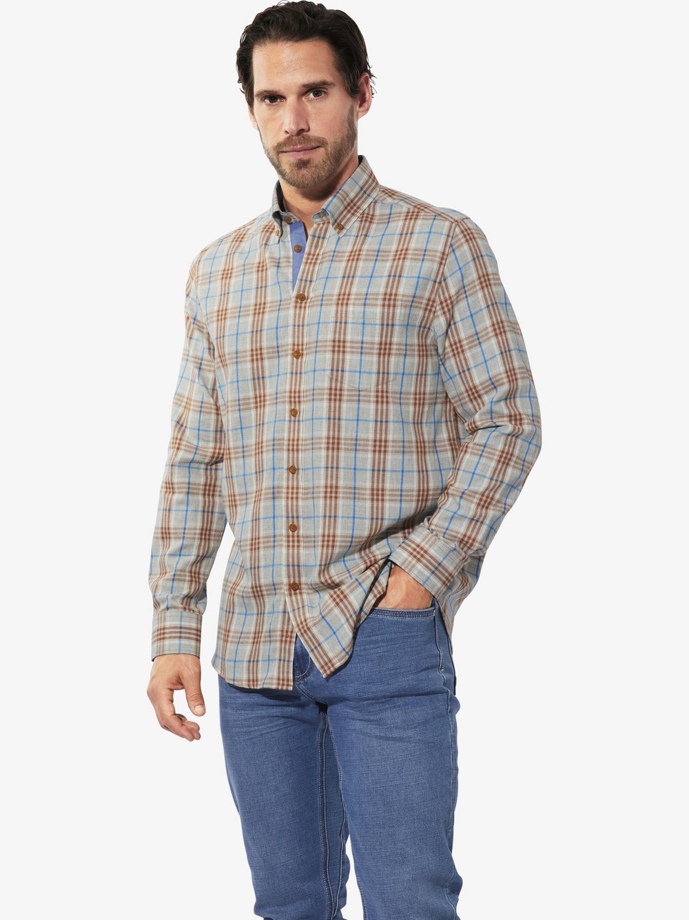 BABISTA Hemd Herren Regular Fit Baumwolle beige kariert, M