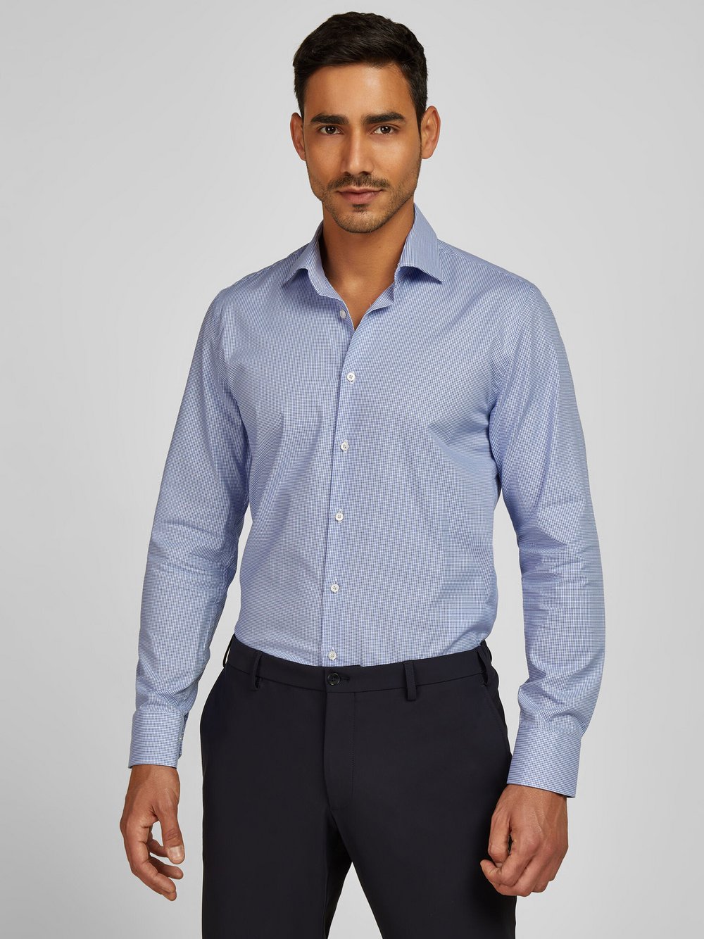 Daniel Hechter Hemd Herren Regular Fit Baumwolle blau kariert, 40