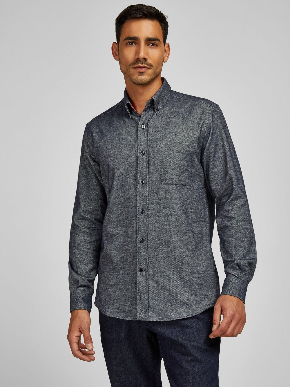 Daniel Hechter Hemd Herren Regular Fit Baumwolle grau meliert, XXL