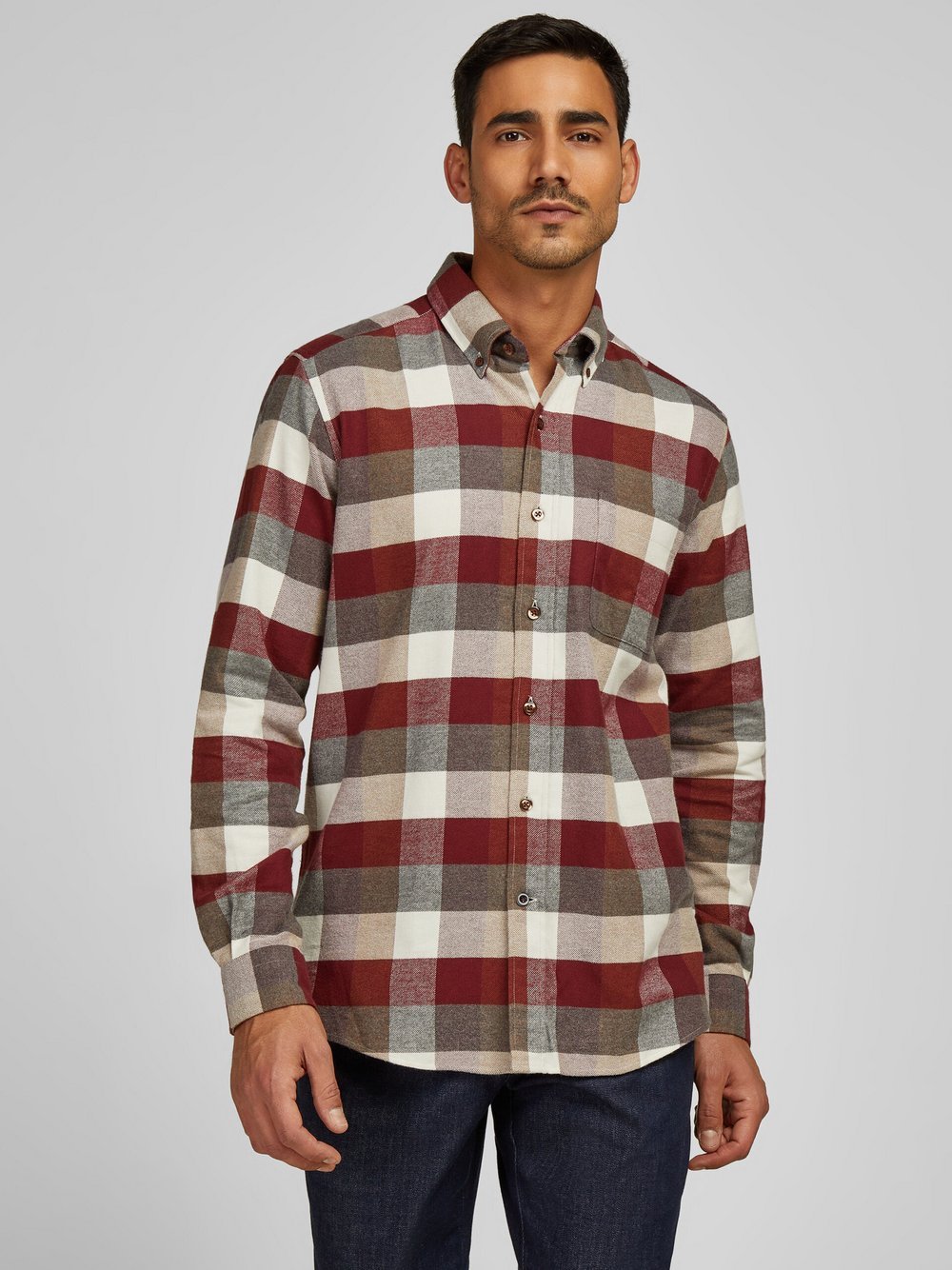 Daniel Hechter Hemd Herren Regular Fit Baumwolle rot kariert, M