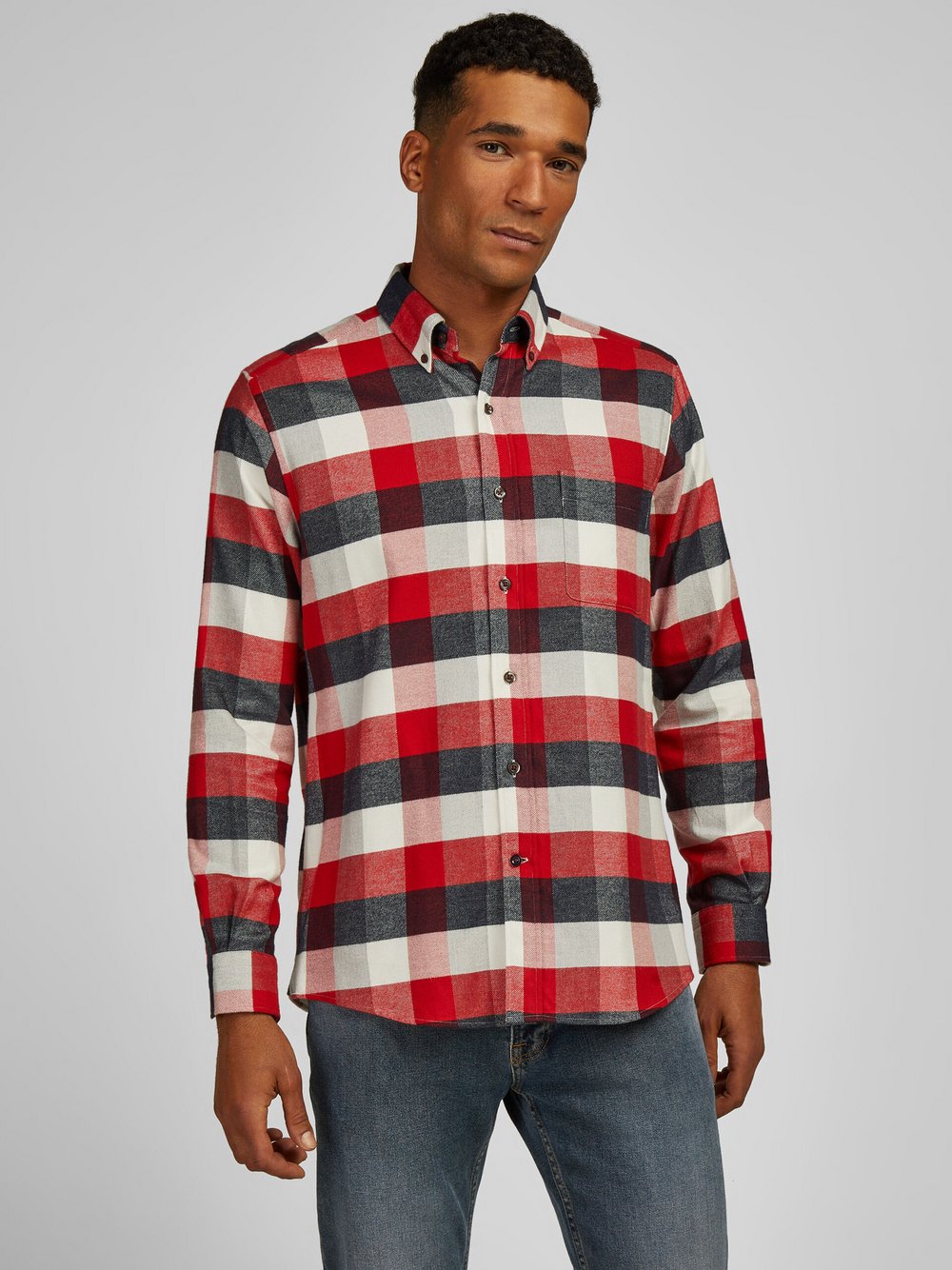 Daniel Hechter Hemd Herren Regular Fit Baumwolle rot kariert, XXL