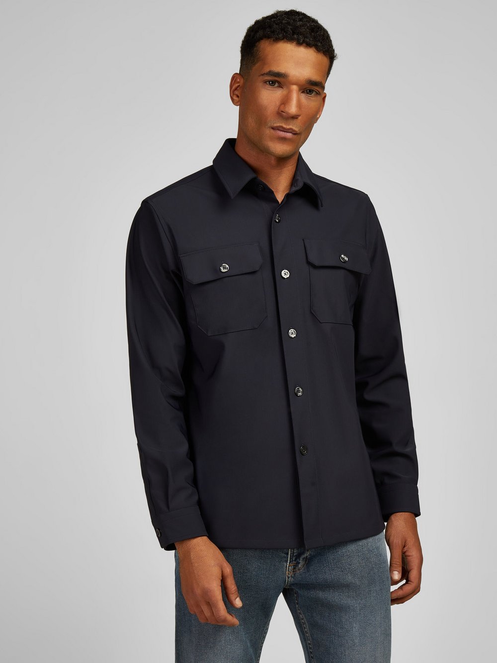 Daniel Hechter Hemd Herren Regular Fit Polyamid blau, M