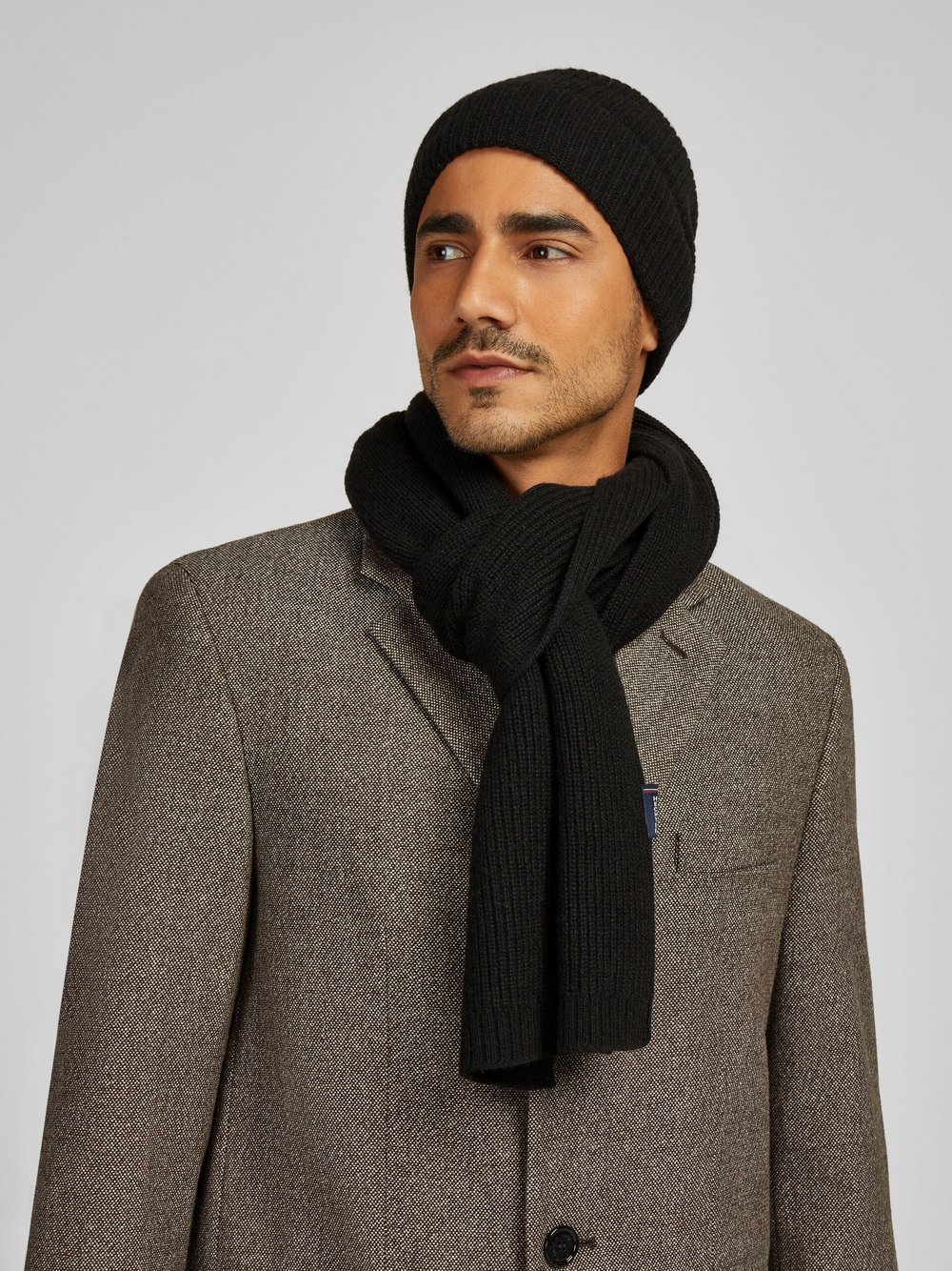 Daniel Hechter Schal Herren Wolle schwarz, ONE SIZE