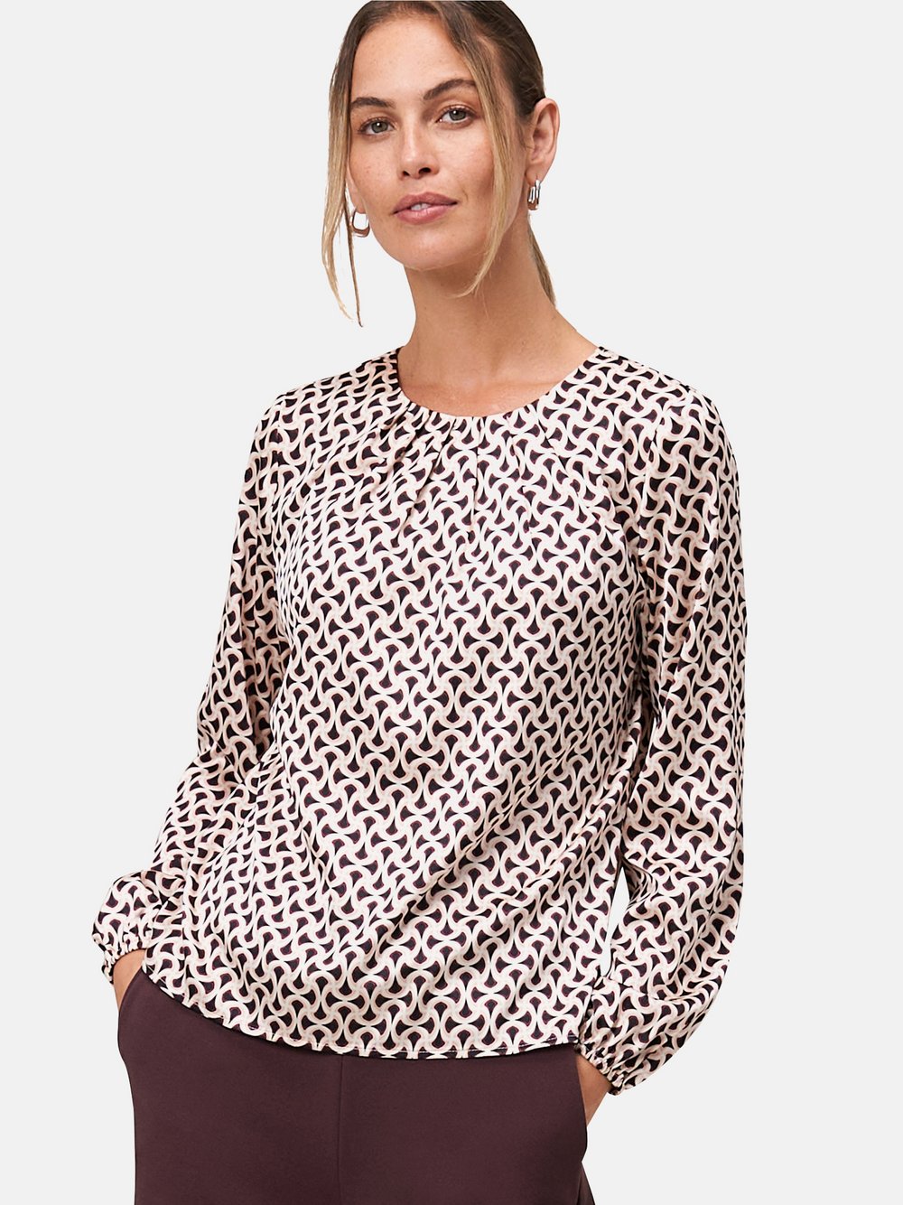 zero Satinbluse Damen rot gemustert, 44