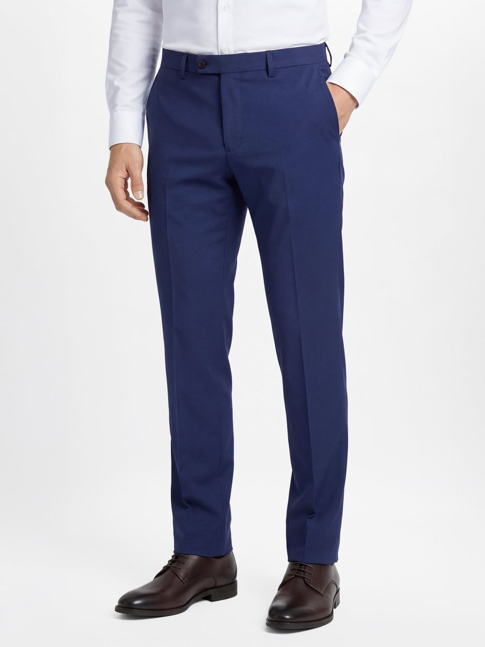 Finshley & Harding spodnie garniturowe Mężczyźni Modern Fit niebieski