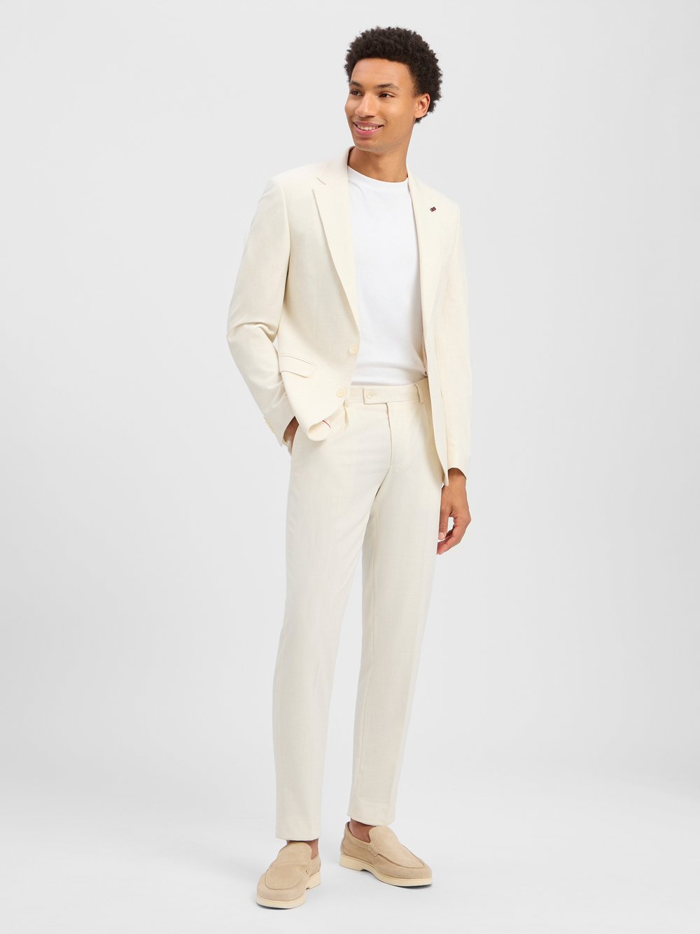 Finshley & Harding London Garnitur - Brixdon-11-Hudson Mężczyźni Slim Fit biały