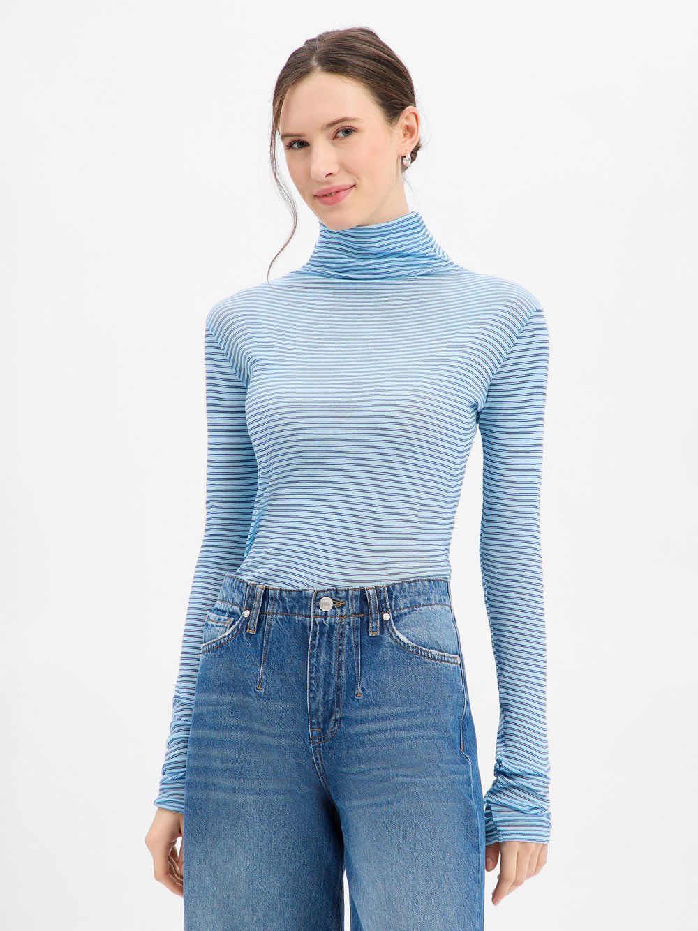 american vintage Langarmshirt Damen Baumwolle blau gestreift, M