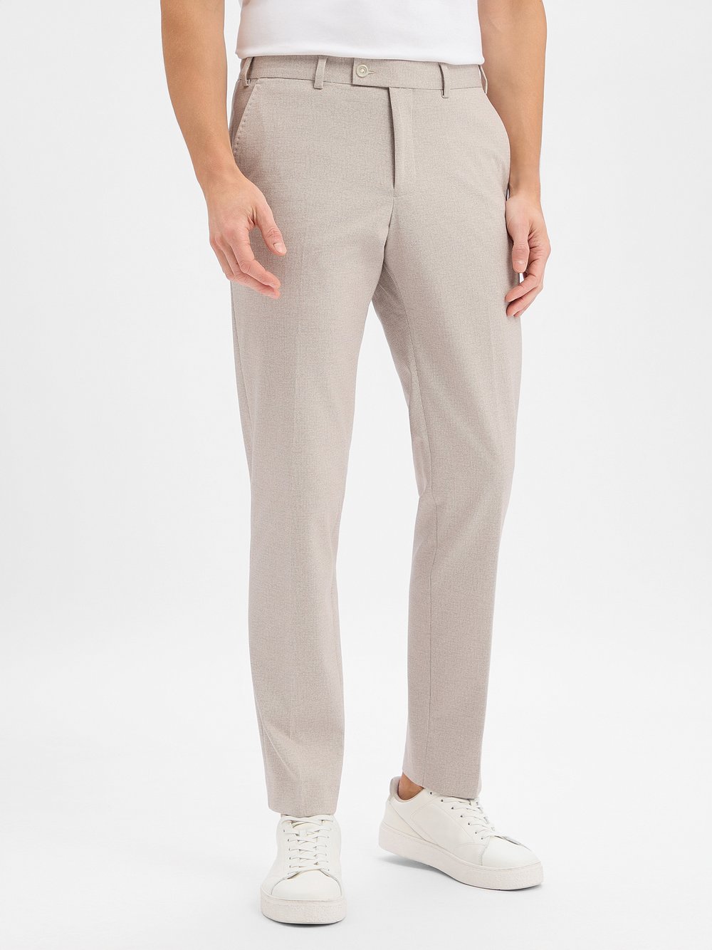 Finshley & Harding Baukasten-Anzughose Herren Modern Fit beige meliert, 27