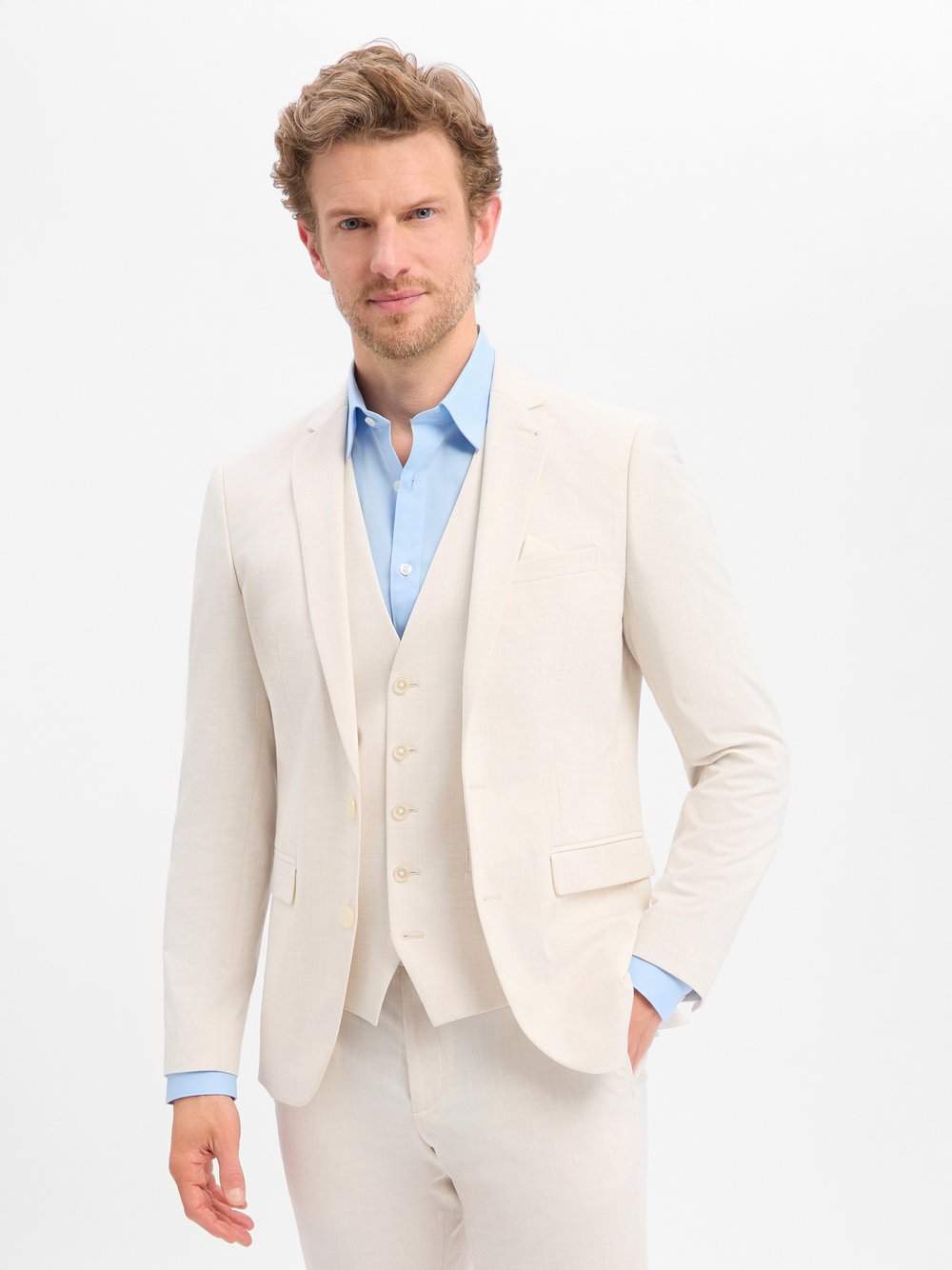 Finshley & Harding Baukasten-Sakko Herren Slim Fit beige, 42