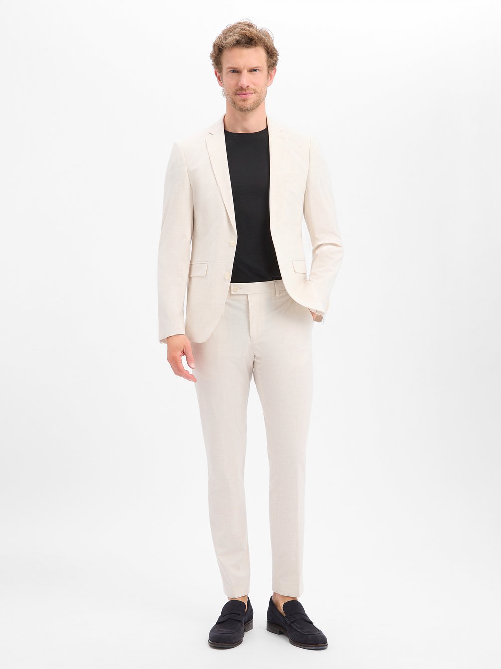 Finshley & Harding garnitur biznesowy Mężczyźni Slim Fit beżowy