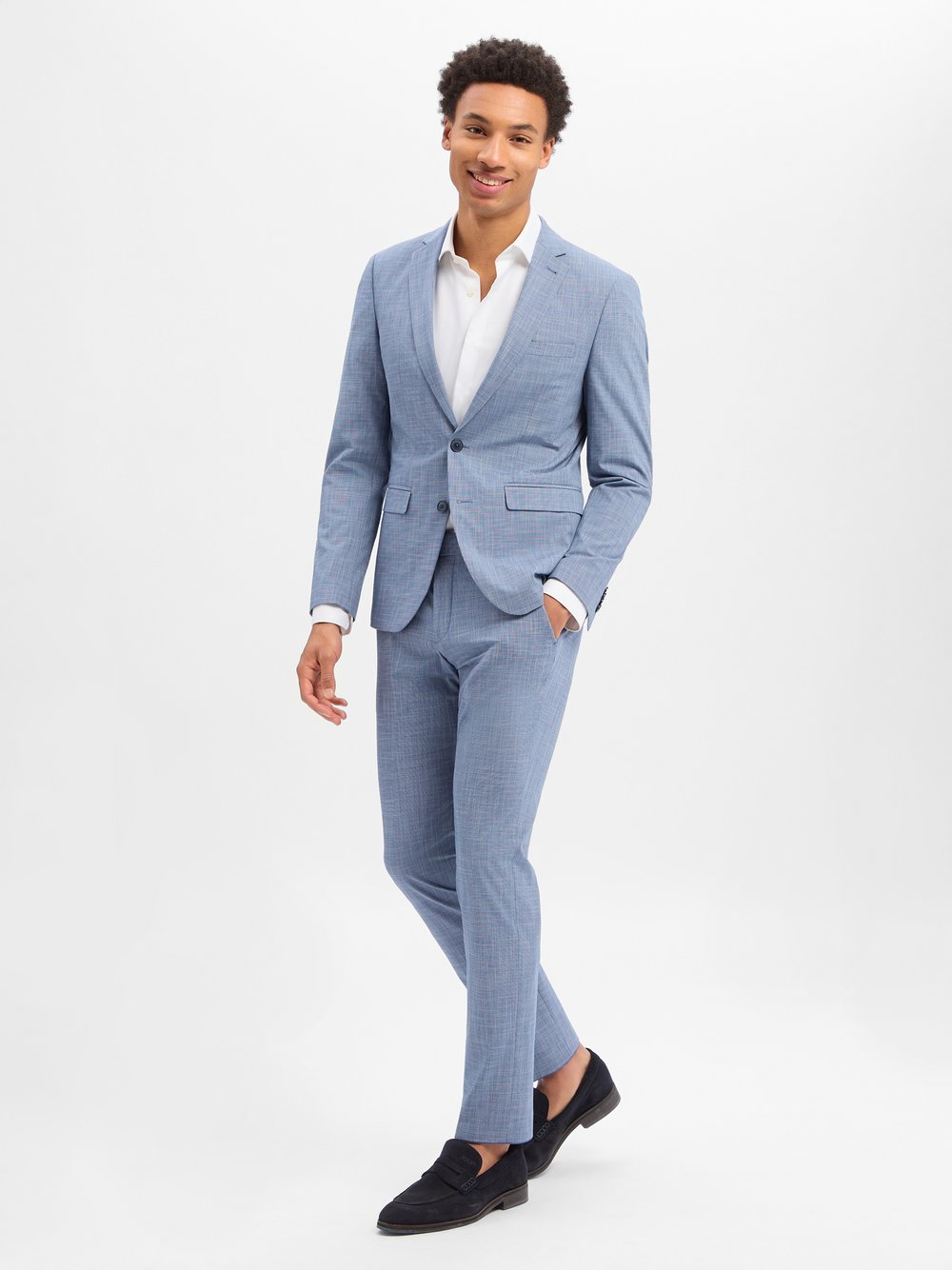 Finshley & Harding garnitur biznesowy Mężczyźni Slim Fit niebieski