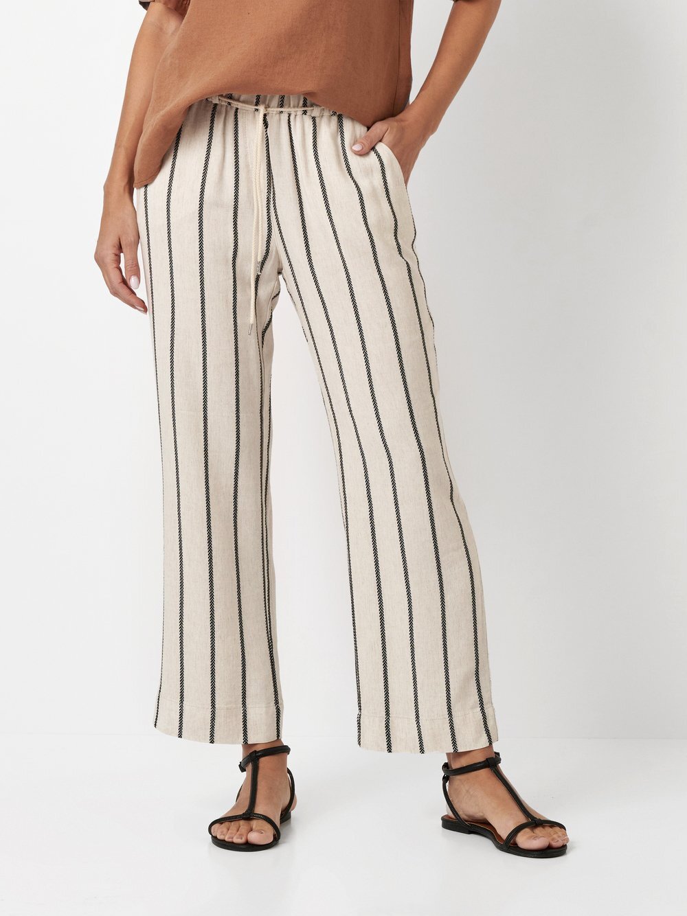 TONI Hose Damen Viskose weiß gestreift, 38