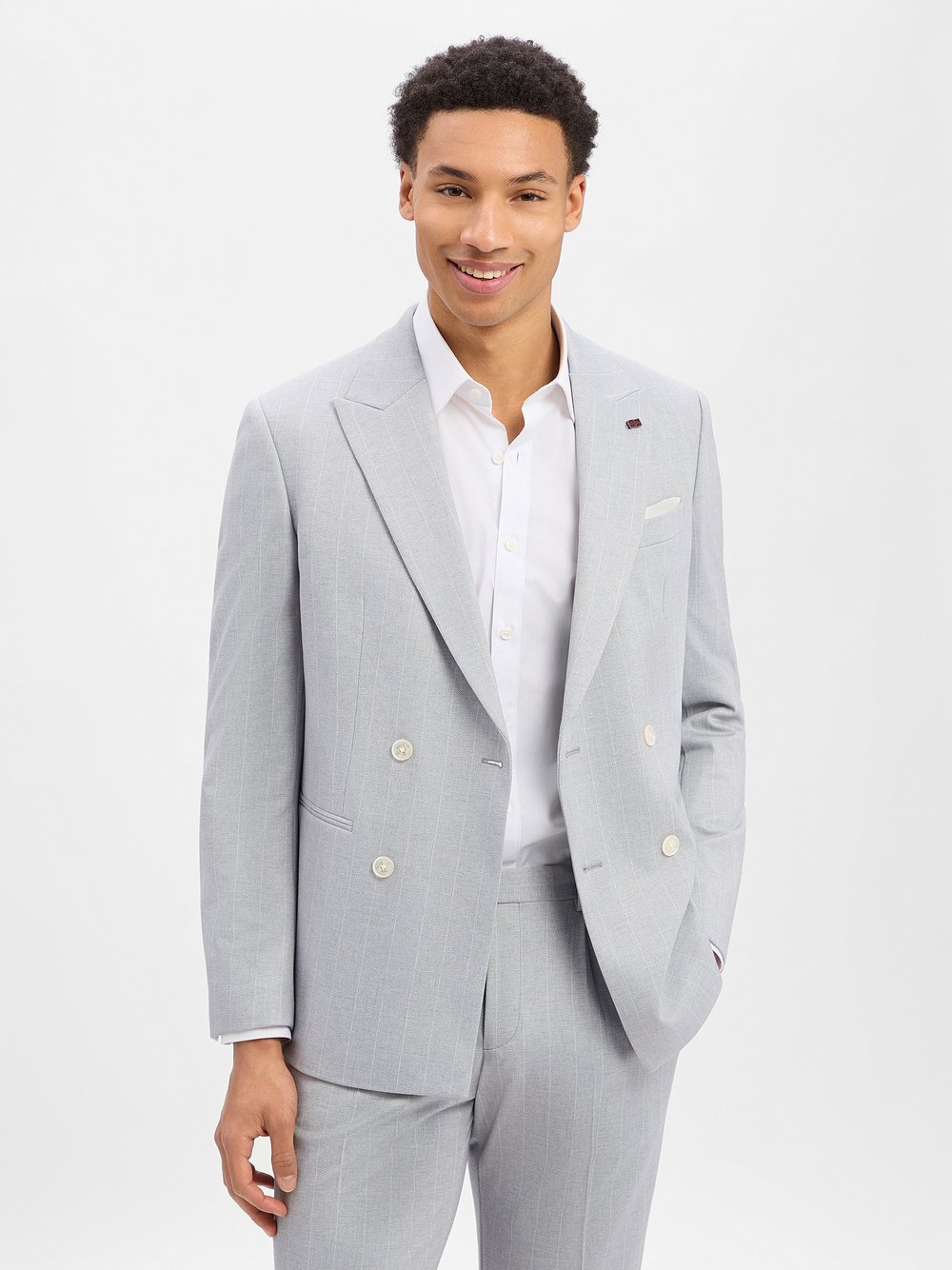 Finshley & Harding London Baukasten-Sakko Herren Comfort Fit grau meliert, 56