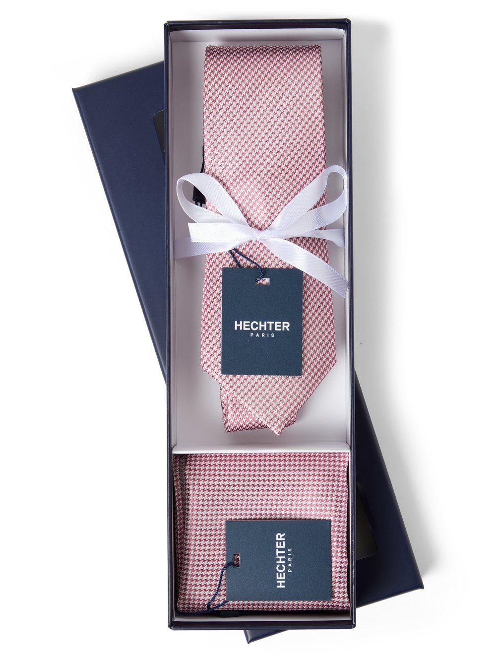 Hechter Paris Krawatte und Einstecktuch aus Seide Herren Seide (100%) rosa gemustert, ONE SIZE