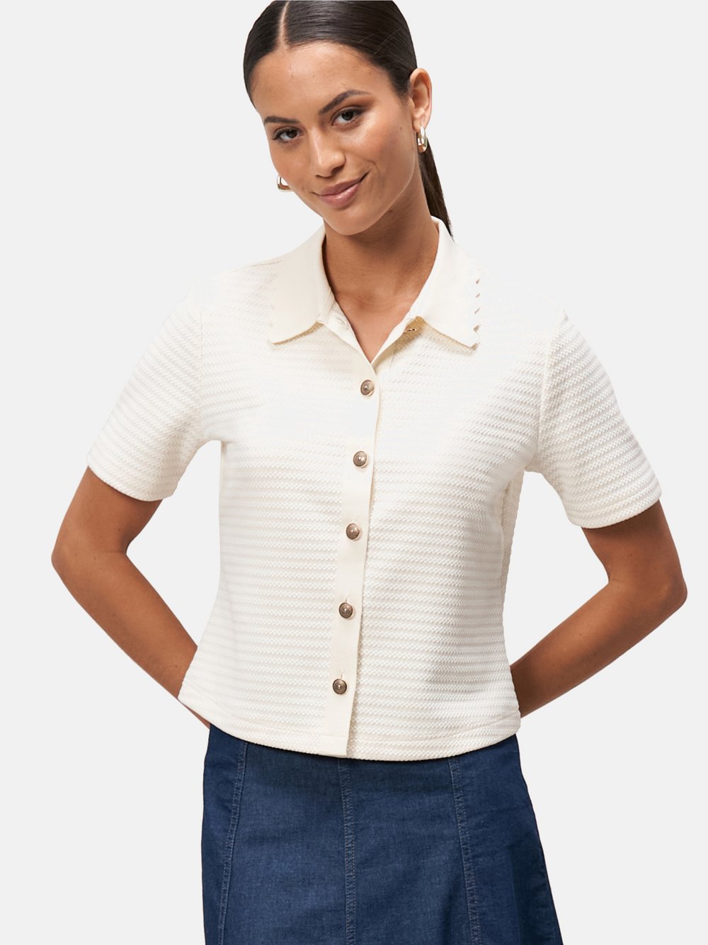 zero Strick-Poloshirt Damen weiß, 44