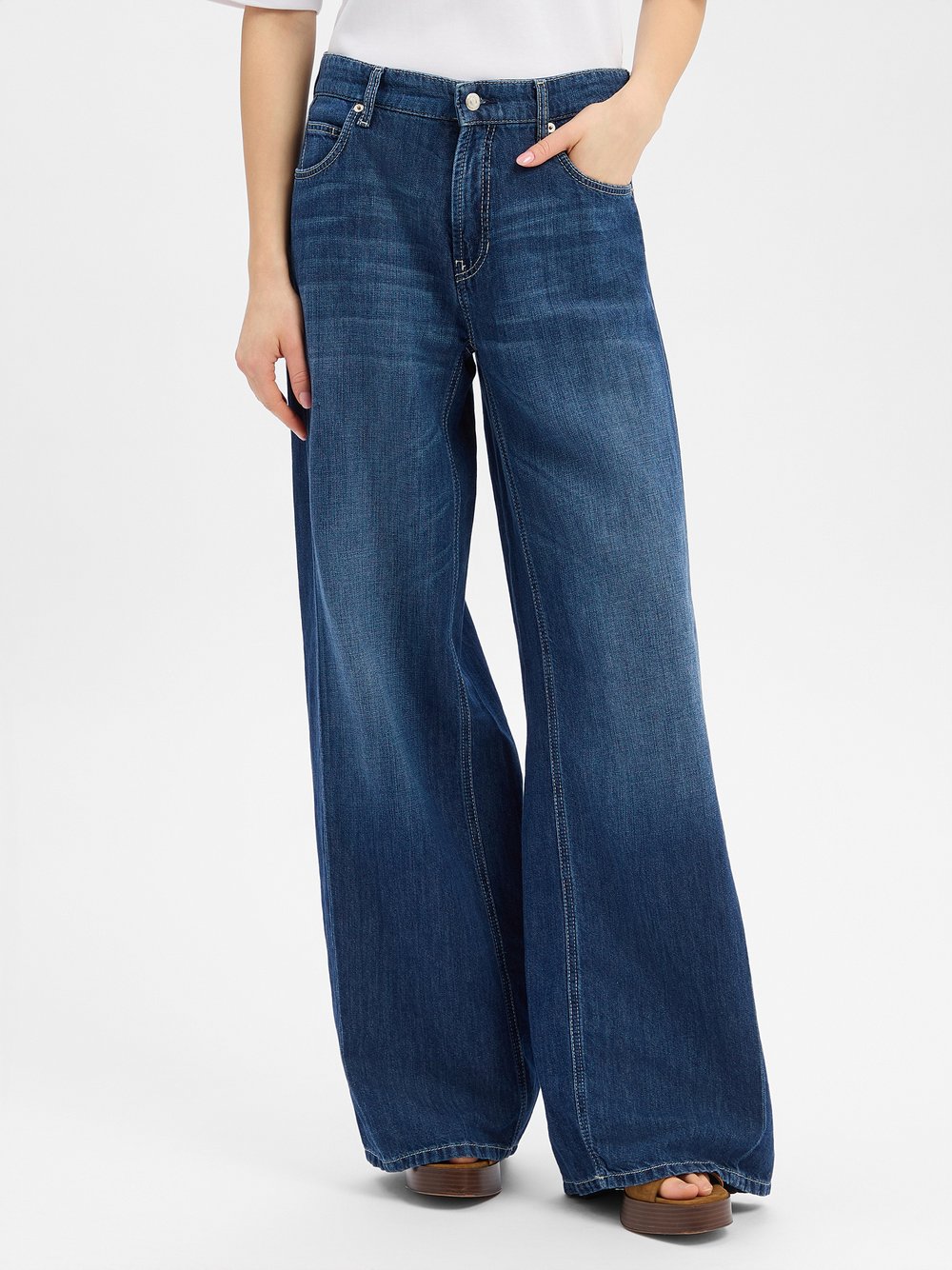 Cambio Jeans mit Leinen-Anteil Damen Baumwolle blau, 36