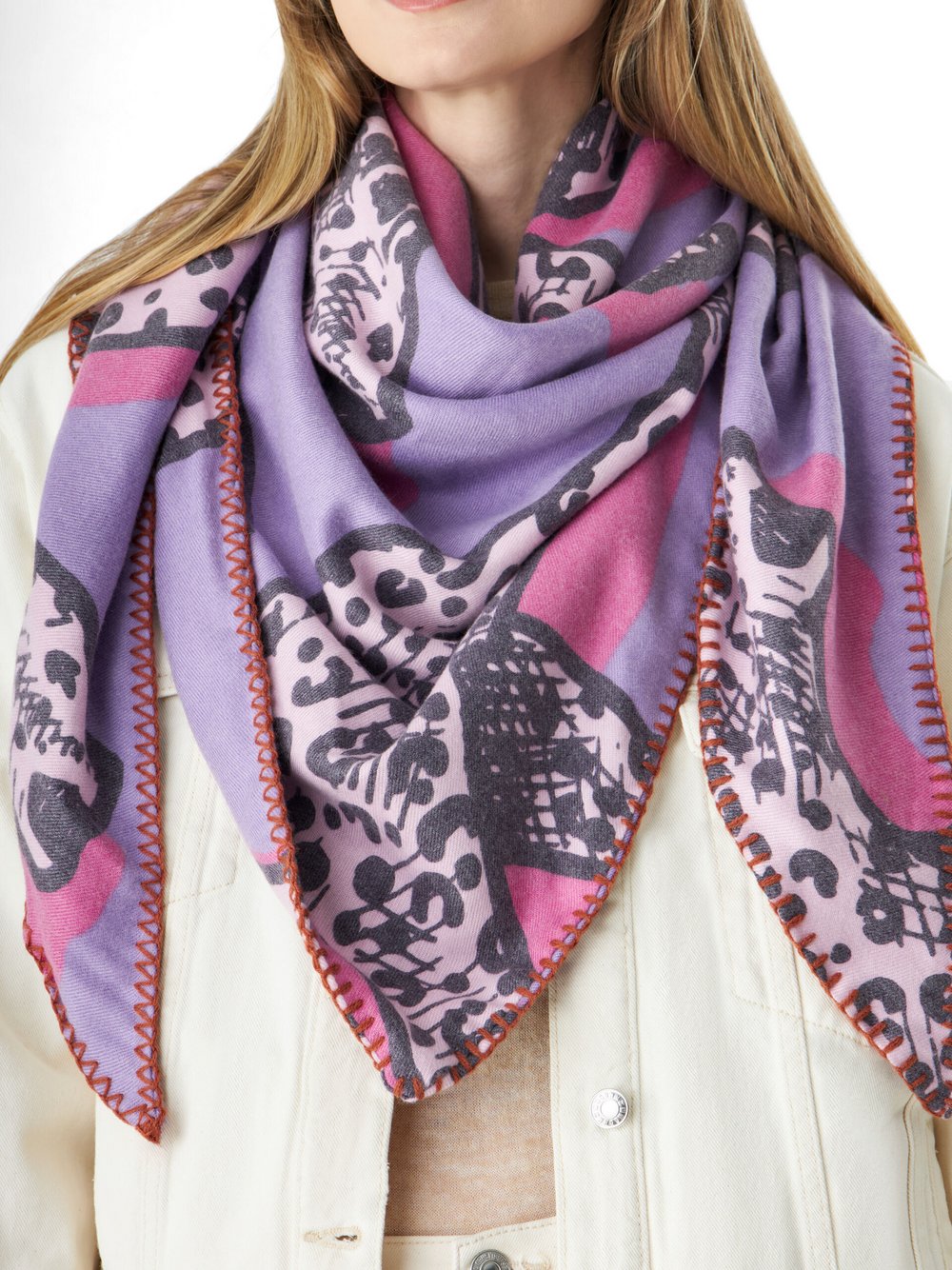 Thumbnail - Codello Tuch Damen lila bedruckt, ONE SIZE
