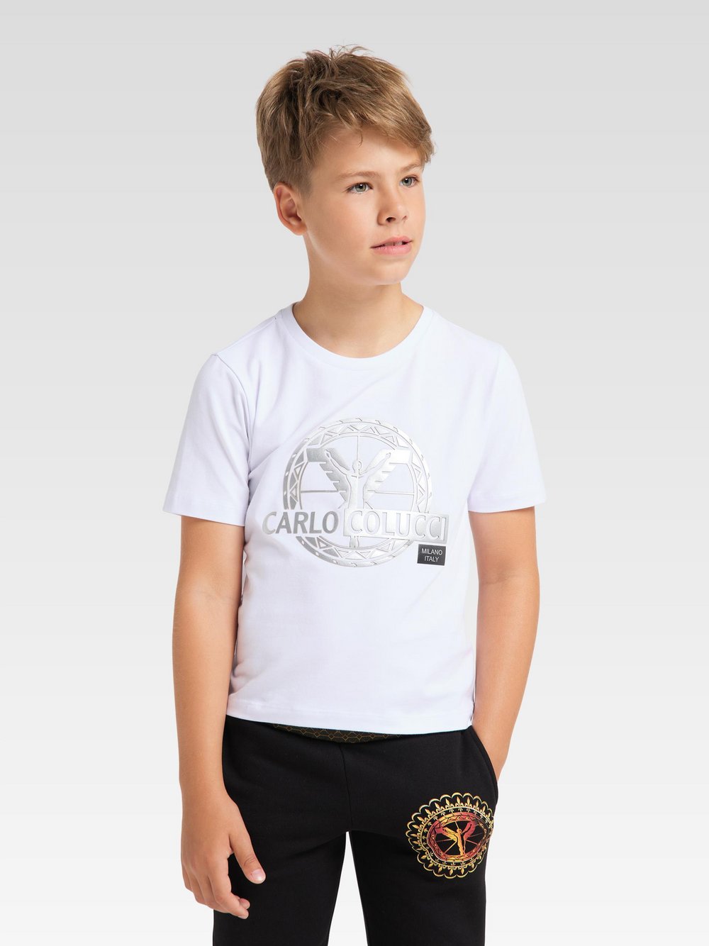 Thumbnail - Carlo Colucci T-Shirt  Jungen Baumwolle weiß, 170