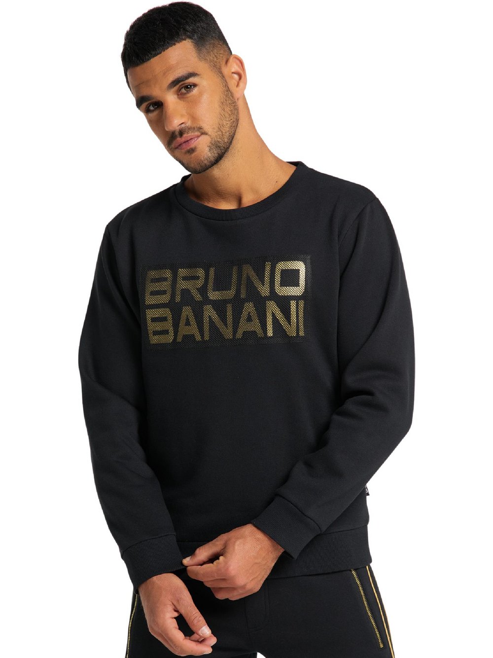 Thumbnail - Bruno Banani Sweater  Herren Baumwolle schwarz bedruckt, XL