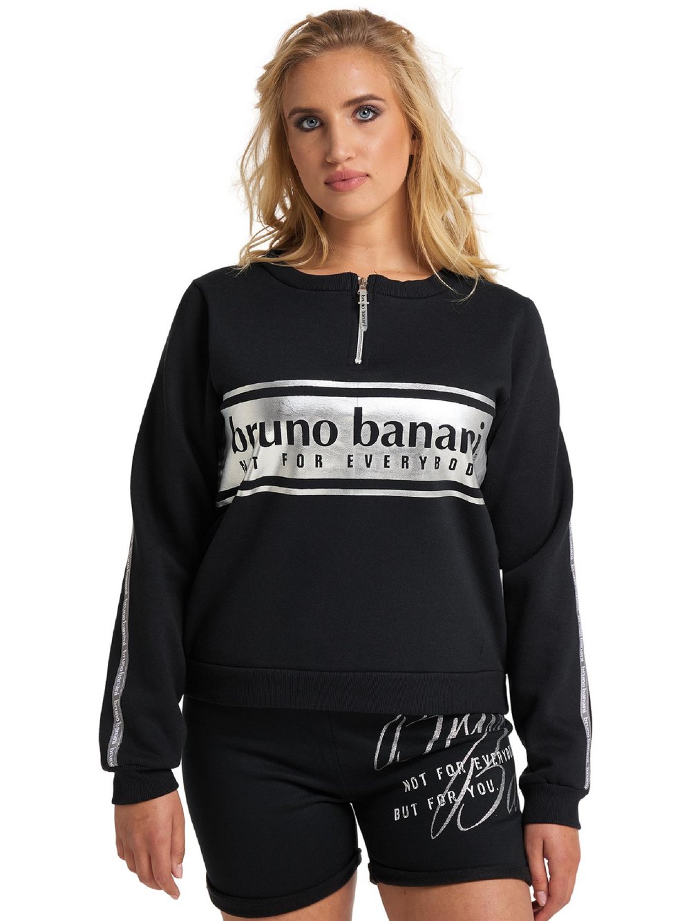 Bruno Banani Langarmshirt Damen Baumwolle schwarz bedruckt, S