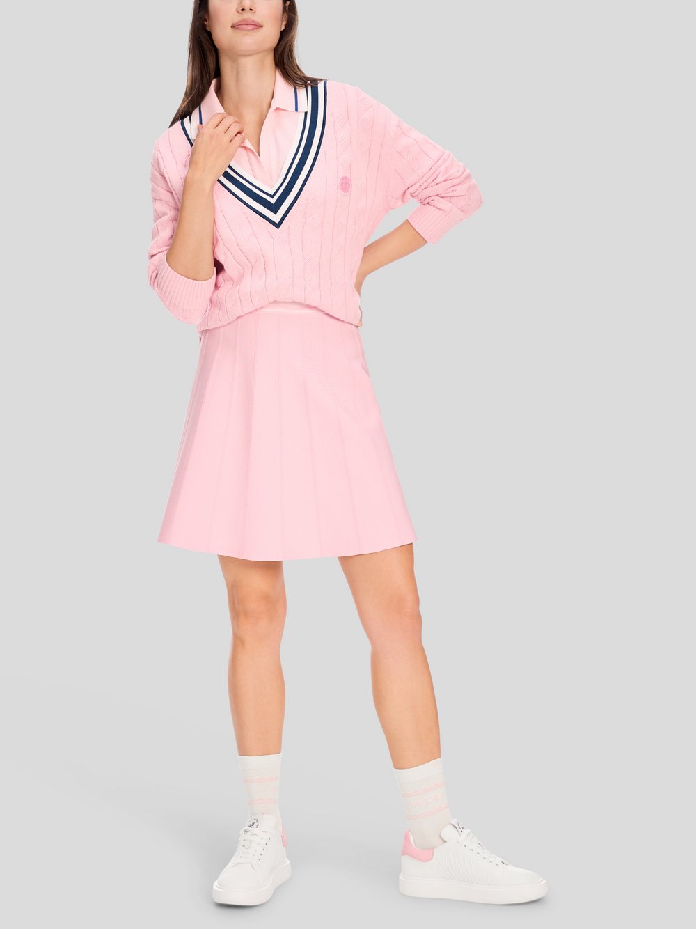 Marc Cain Pullover Damen Baumwolle pink strukturiert, 42