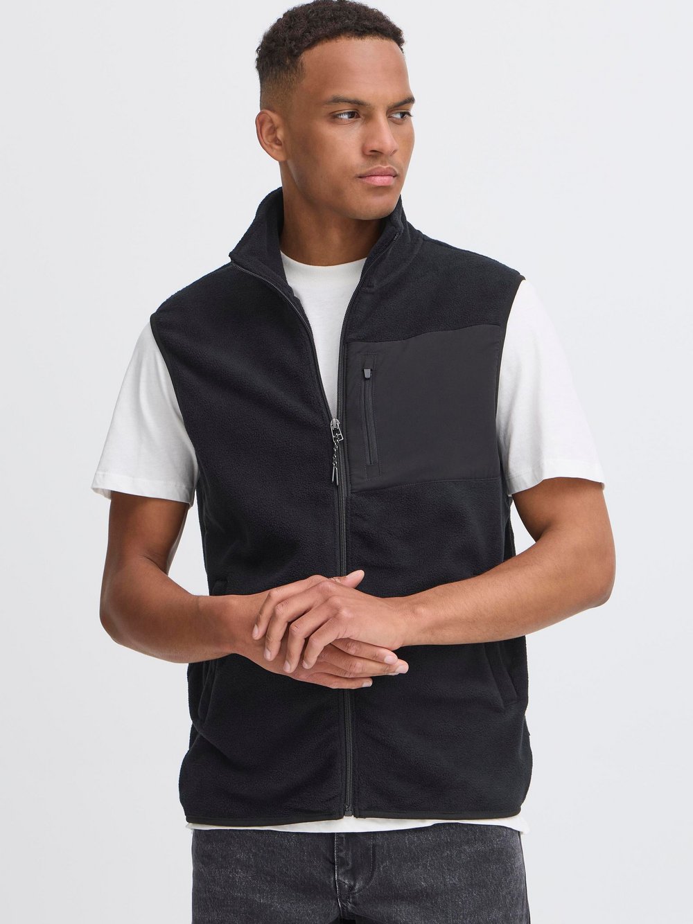 BLEND Fleeceweste Herren schwarz, L