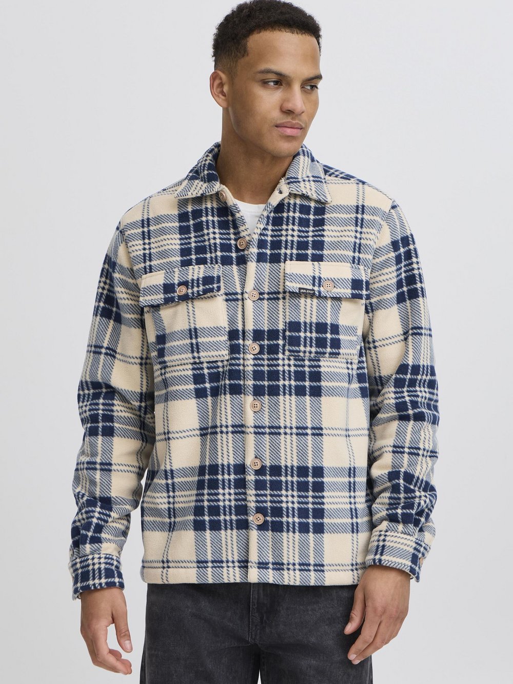 BLEND Hemdjacke Herren blau kariert, XXXL