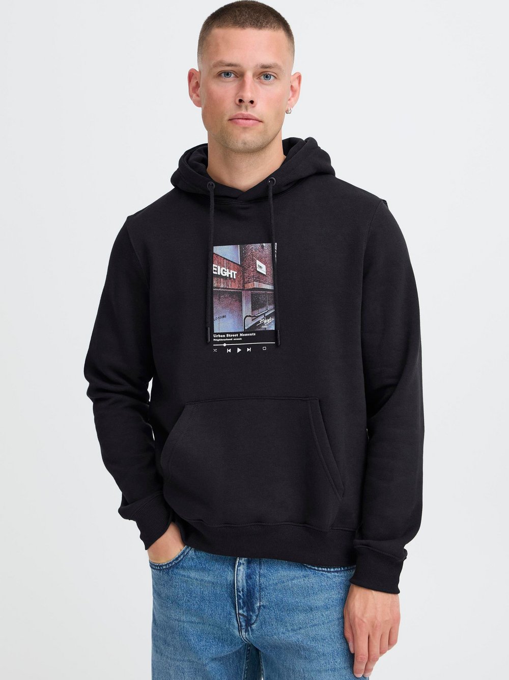 Thumbnail - BLEND Hoodie Herren Baumwolle schwarz bedruckt, L