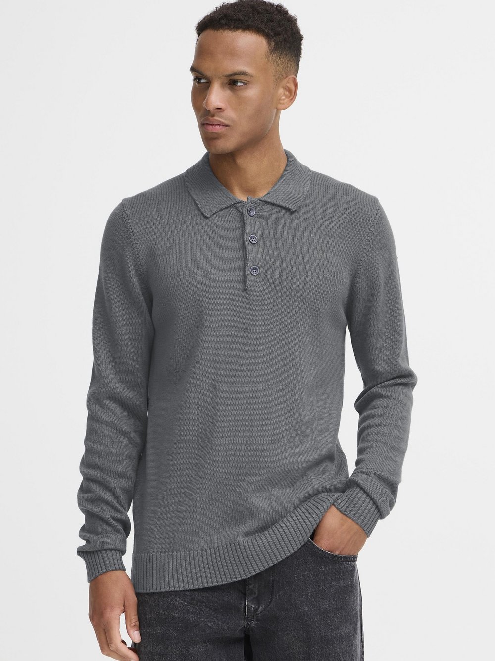 BLEND Strickpullover Herren Textil grau, M